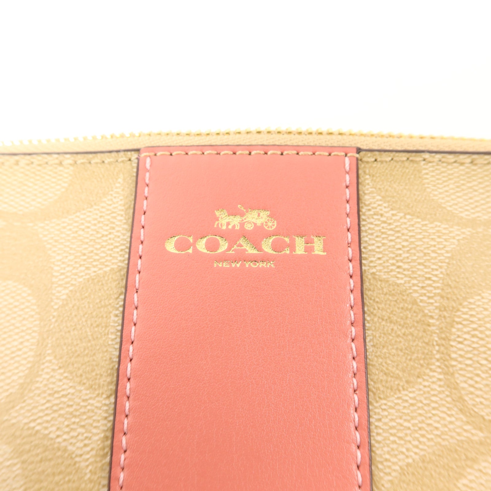 COACH 塗層帆布Corner Zip Wristlet金扣拉鏈錢包