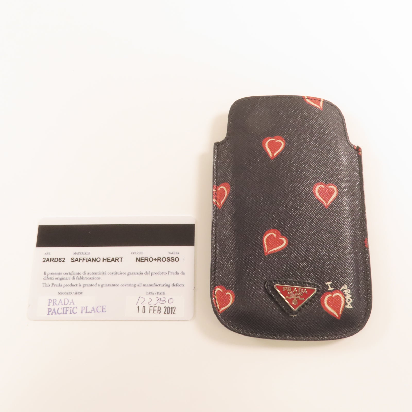 PRADA 牛皮皮革Phone Case銀扣卡片套深藍色
