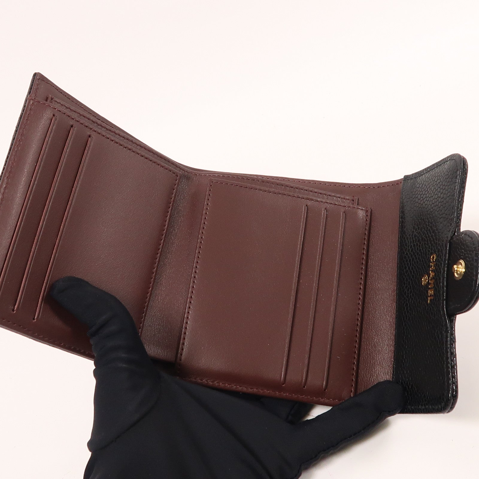 CHANEL 牛皮皮革Wallet金扣錢包