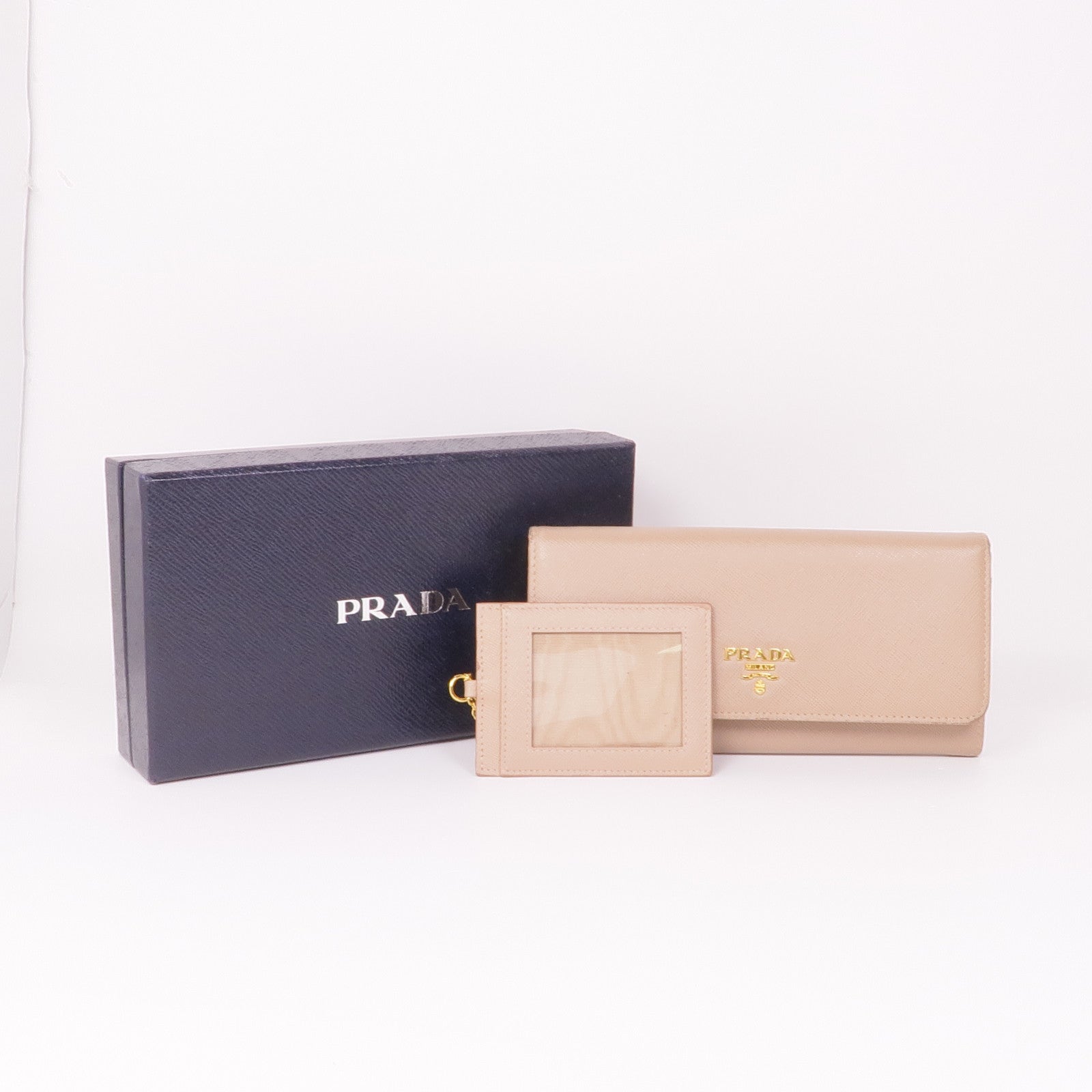PRADA Saffiano皮革Long Wallet金扣長錢包