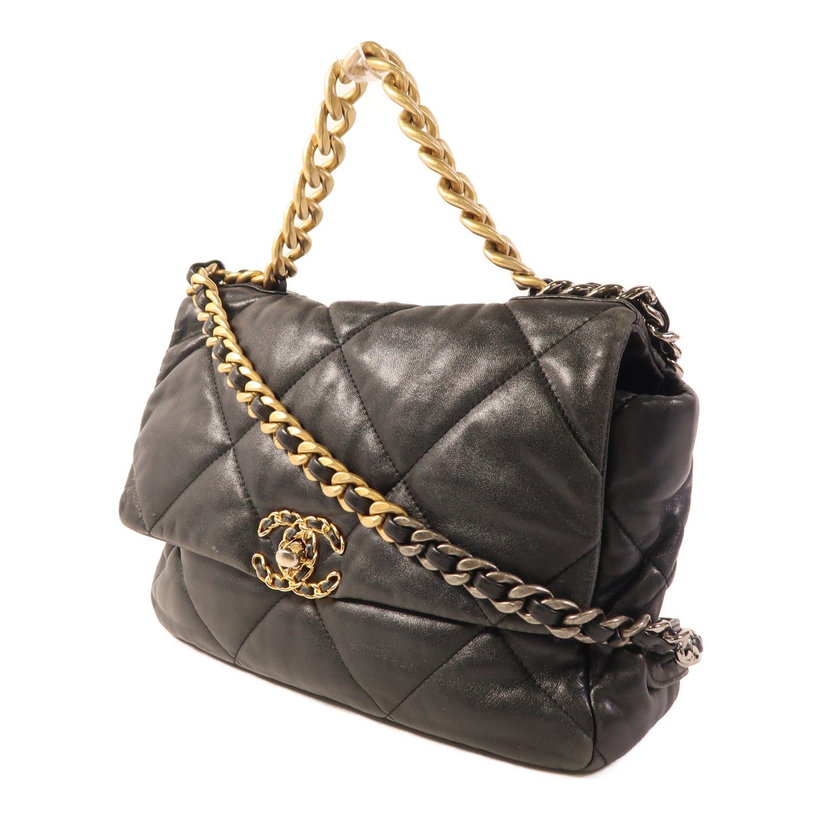 CHANEL 羊皮皮革C19 Medium手挽肩背兩用袋