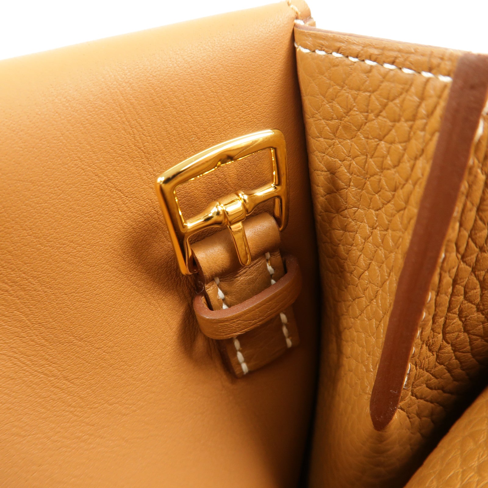 HERMES Clemence皮革Halzan 25手挽肩背兩用袋Gold