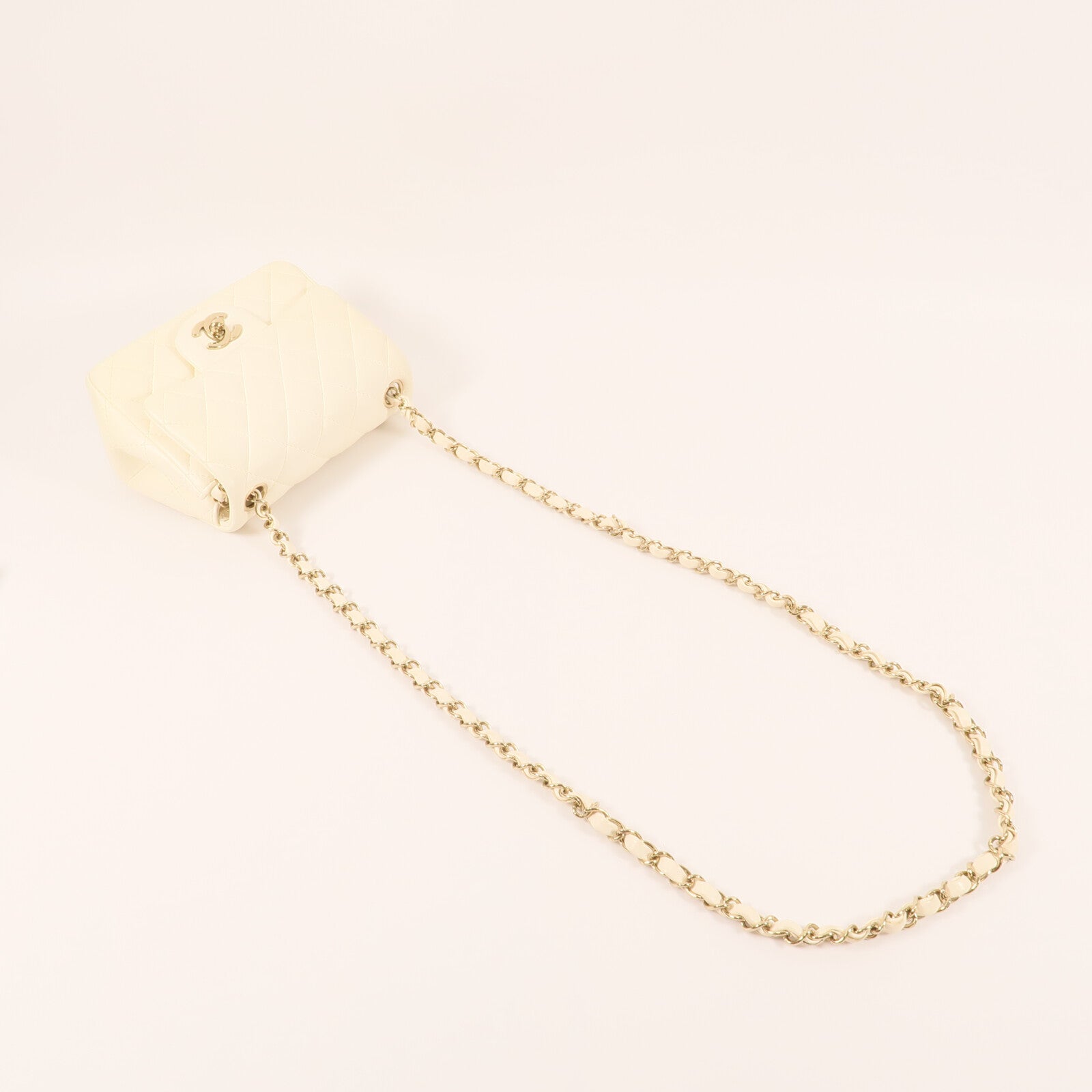 CHANEL 羊皮皮革Mini Flap金扣鏈帶肩背袋