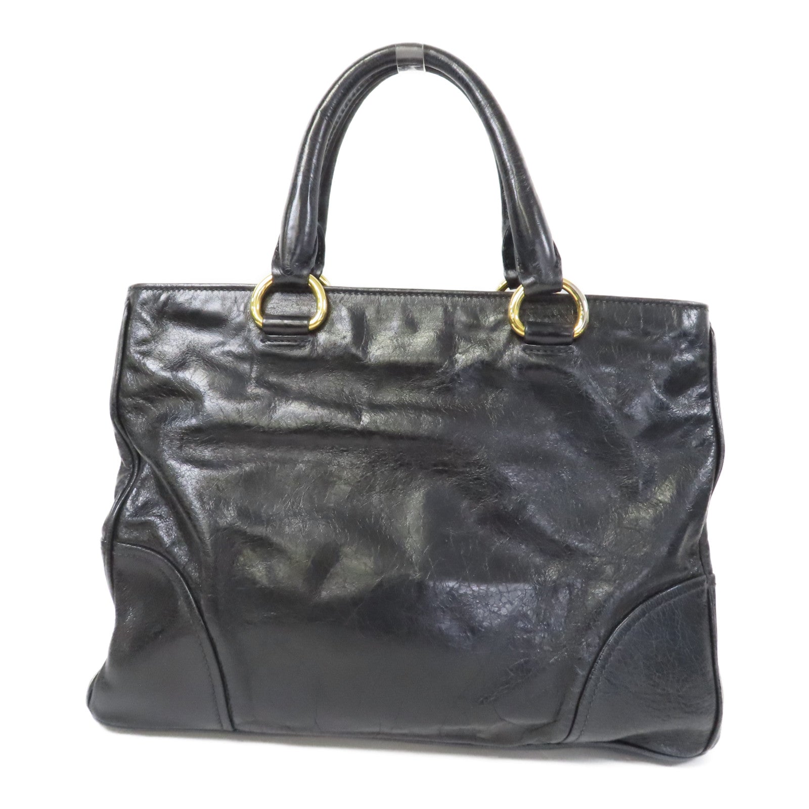 PRADA 牛皮皮革2 Way Shoulder金扣手挽肩背兩用袋黑色