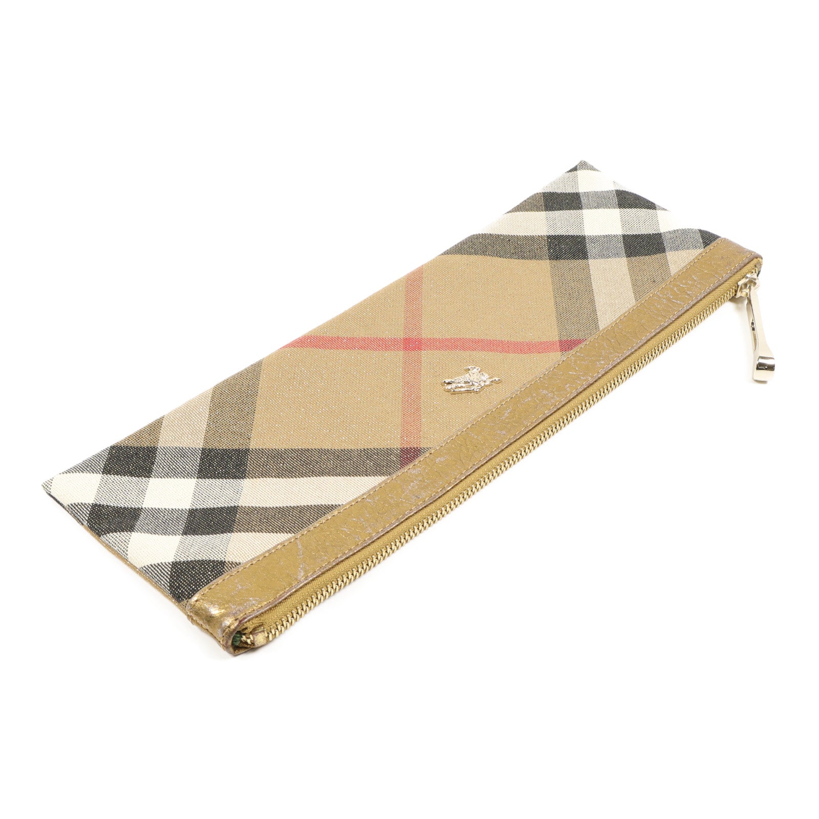 BURBERRY 帆布Pouch銀扣手拿包