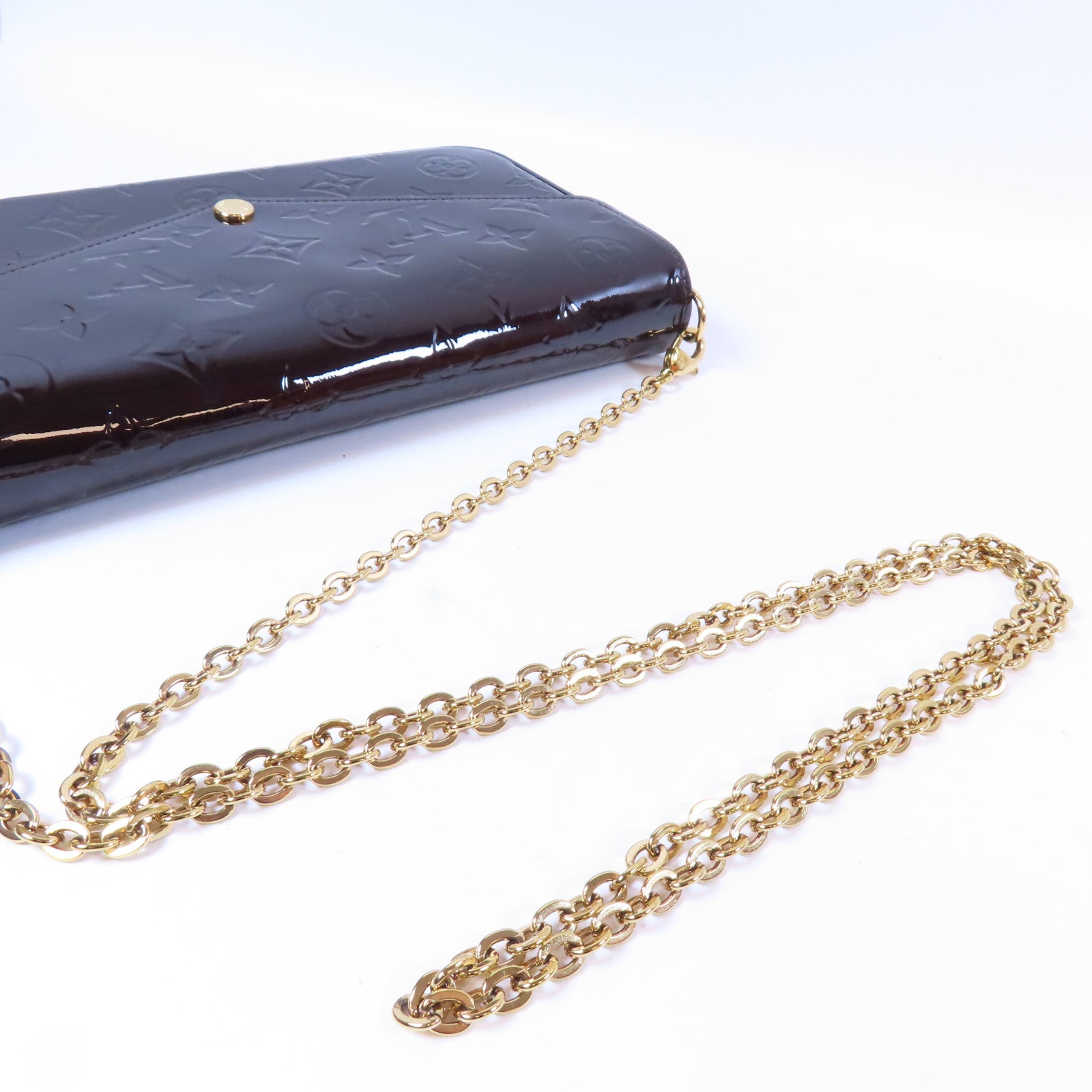 LOUIS VUITTON 【激減優惠】Vernis Pochette Felicie金扣肩背袋紫色