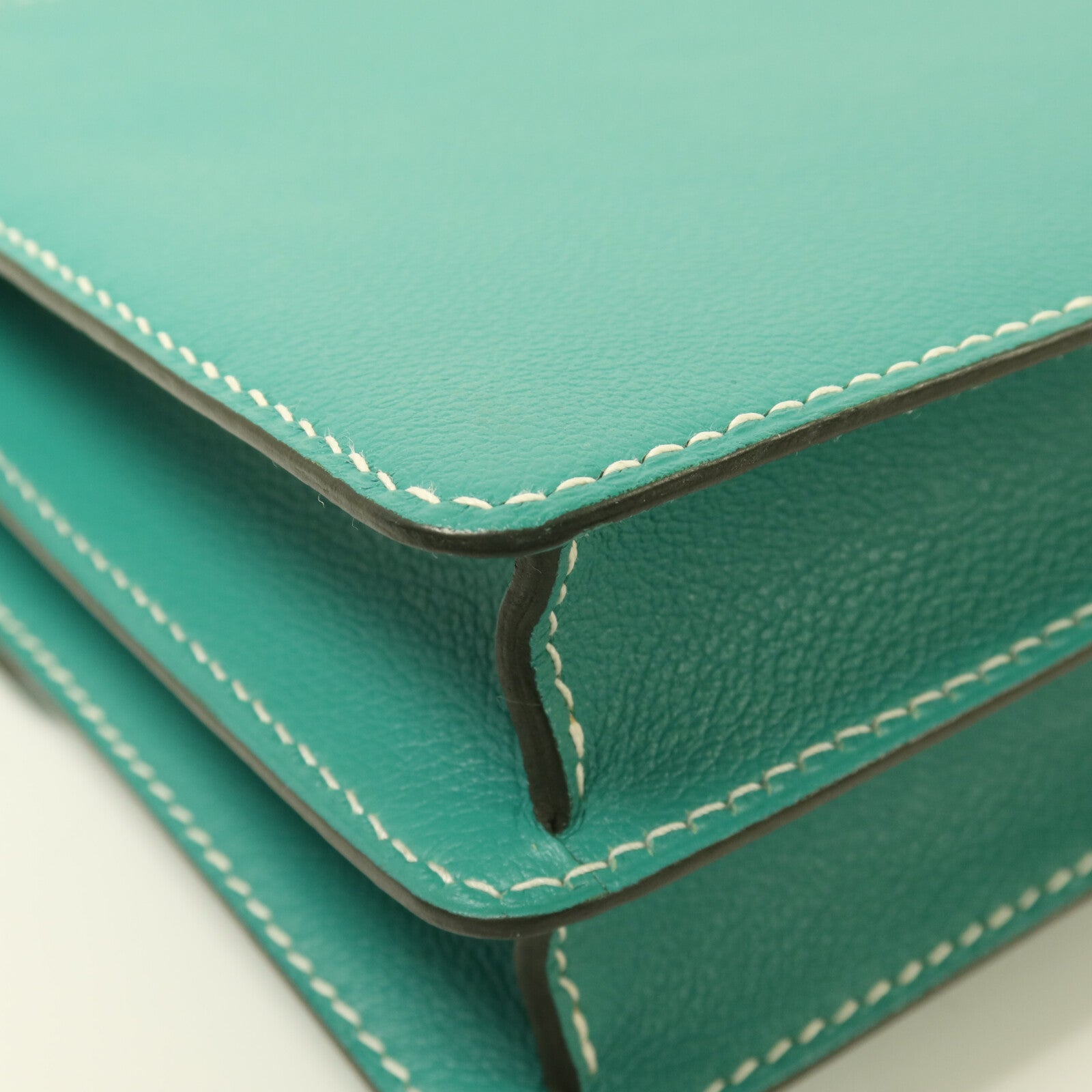 HERMES Evercolor皮革Roulis 23銀扣肩背袋Vert Verone