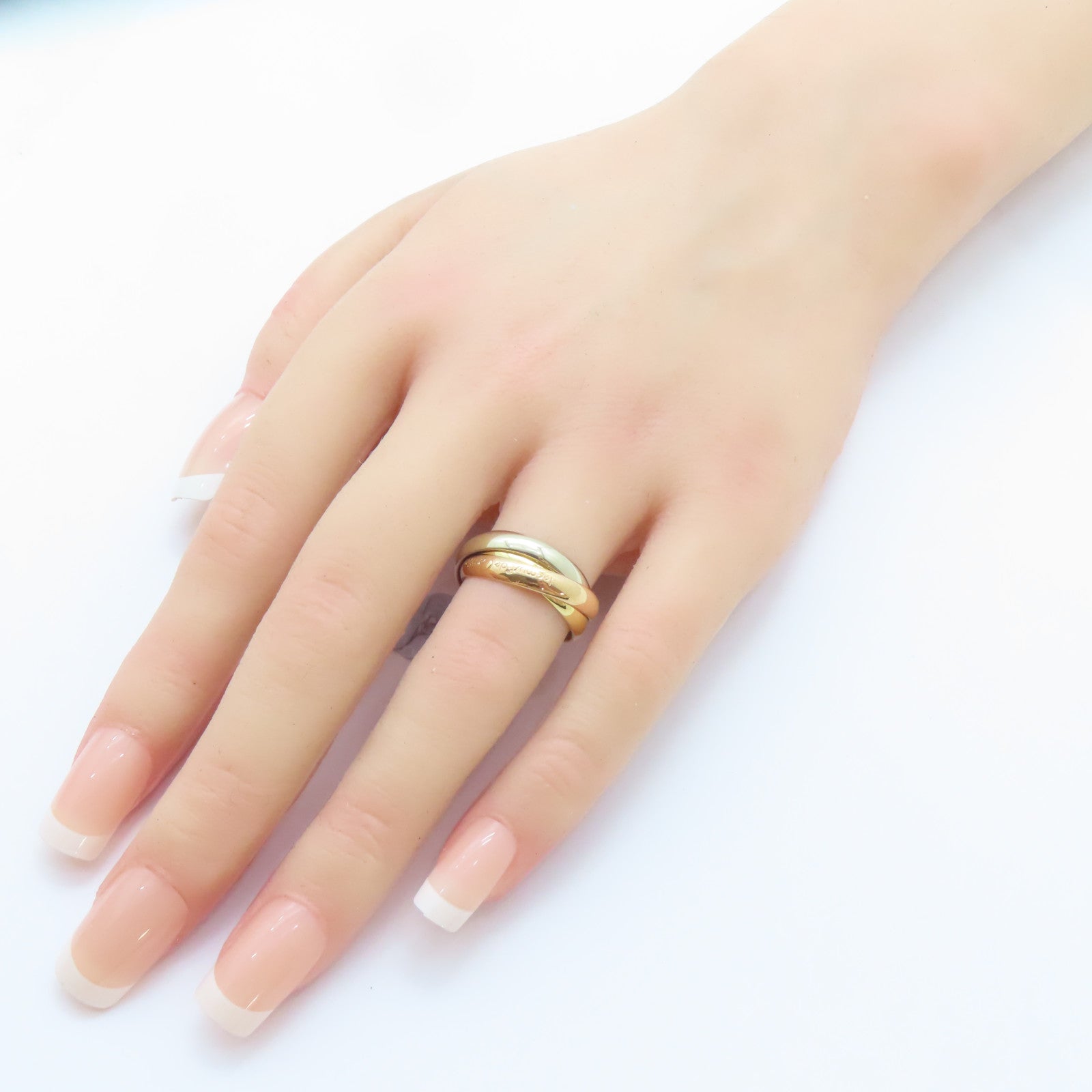 CARTIER 18K黃金/白金/玫瑰金Trinity戒指Cartier#52/US#6.25