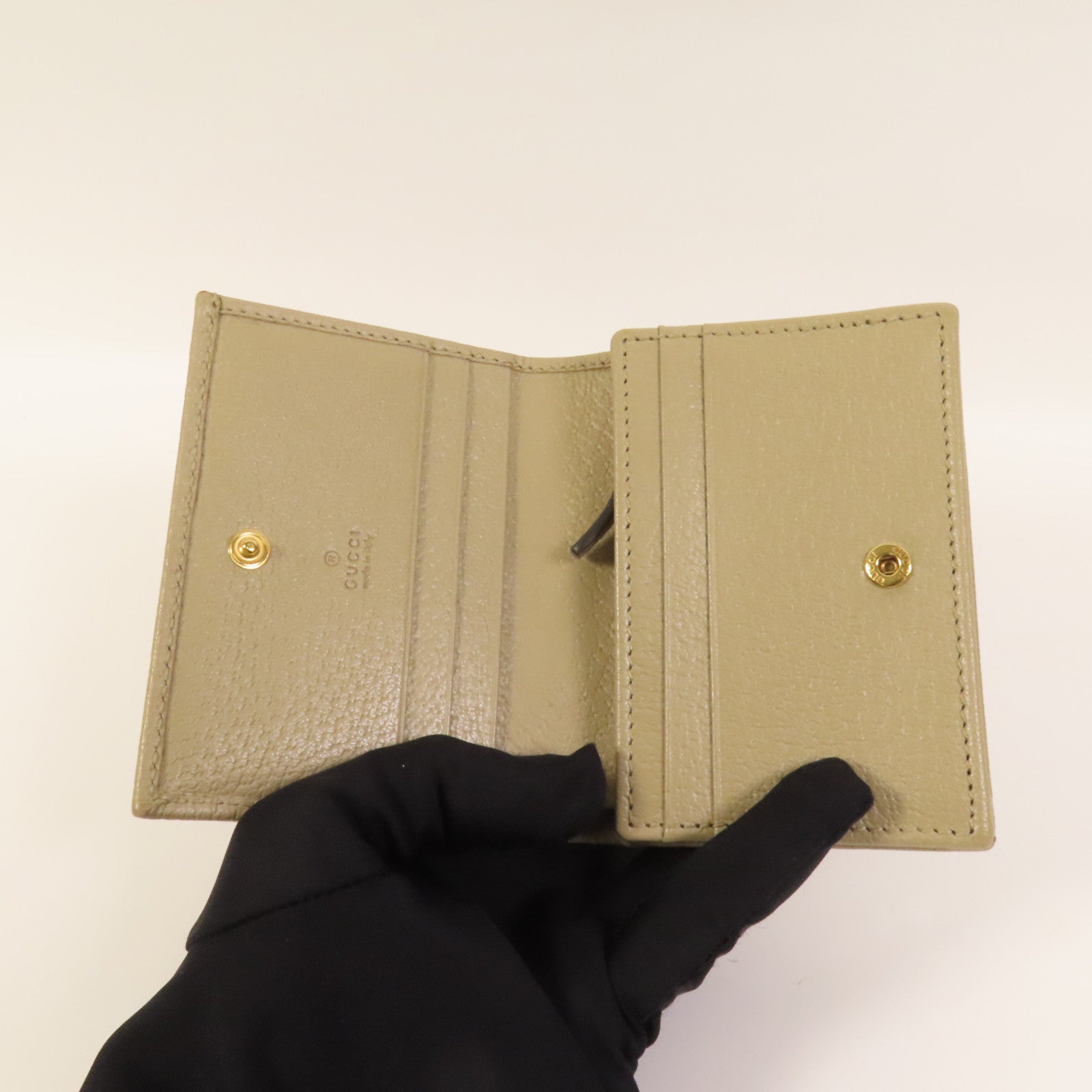 GUCCI 塗層帆布Horsebit 1955金扣錢包