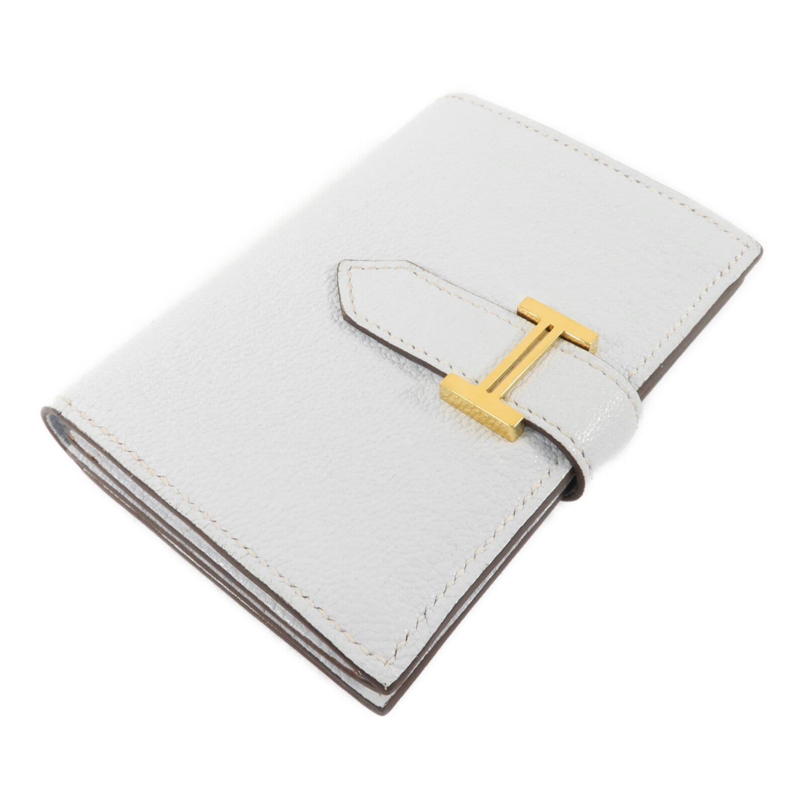 HERMES Chevre皮革Bearn Card Holder卡片套Bleu Brume