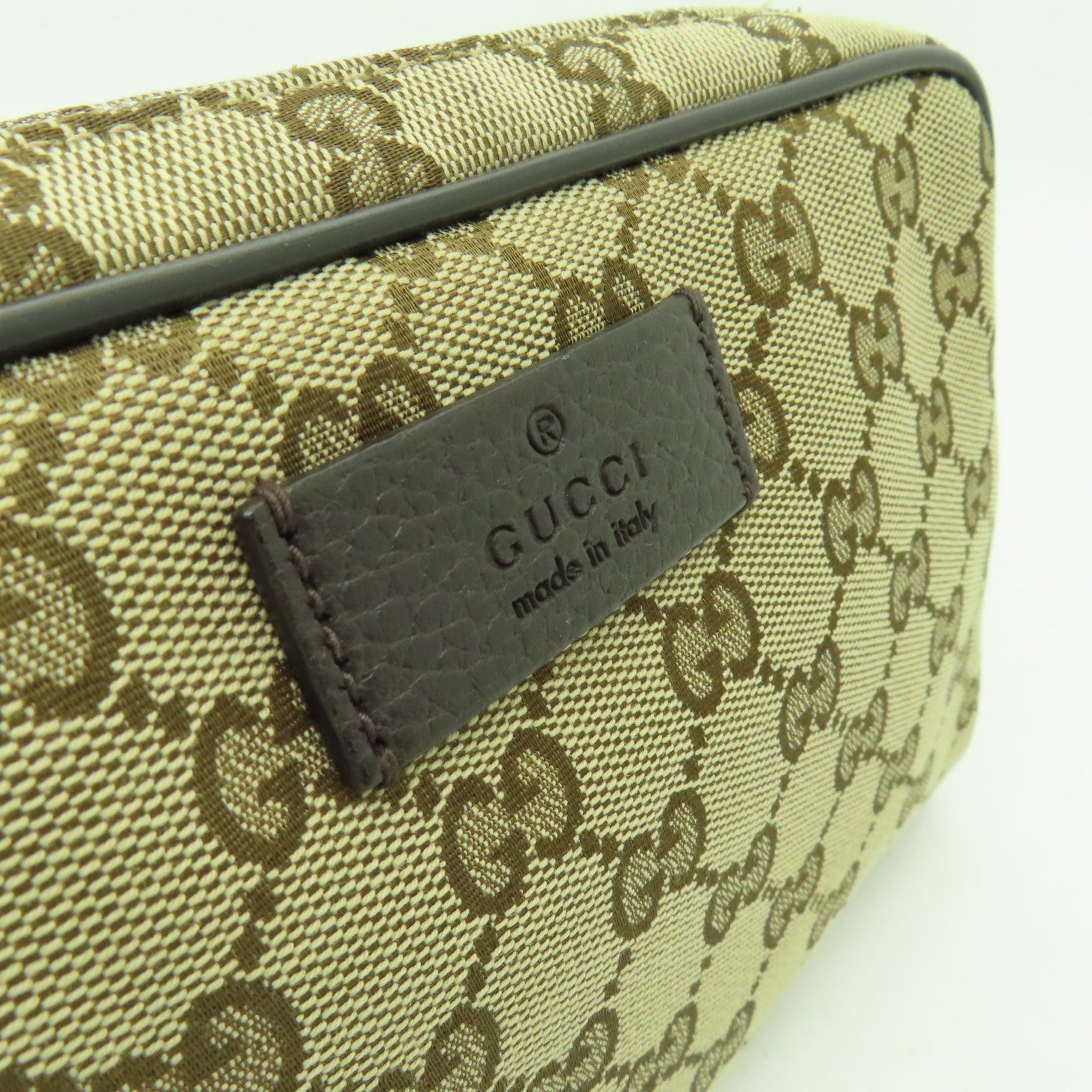 GUCCI 帆布Waist Bag銀扣腰包棕色
