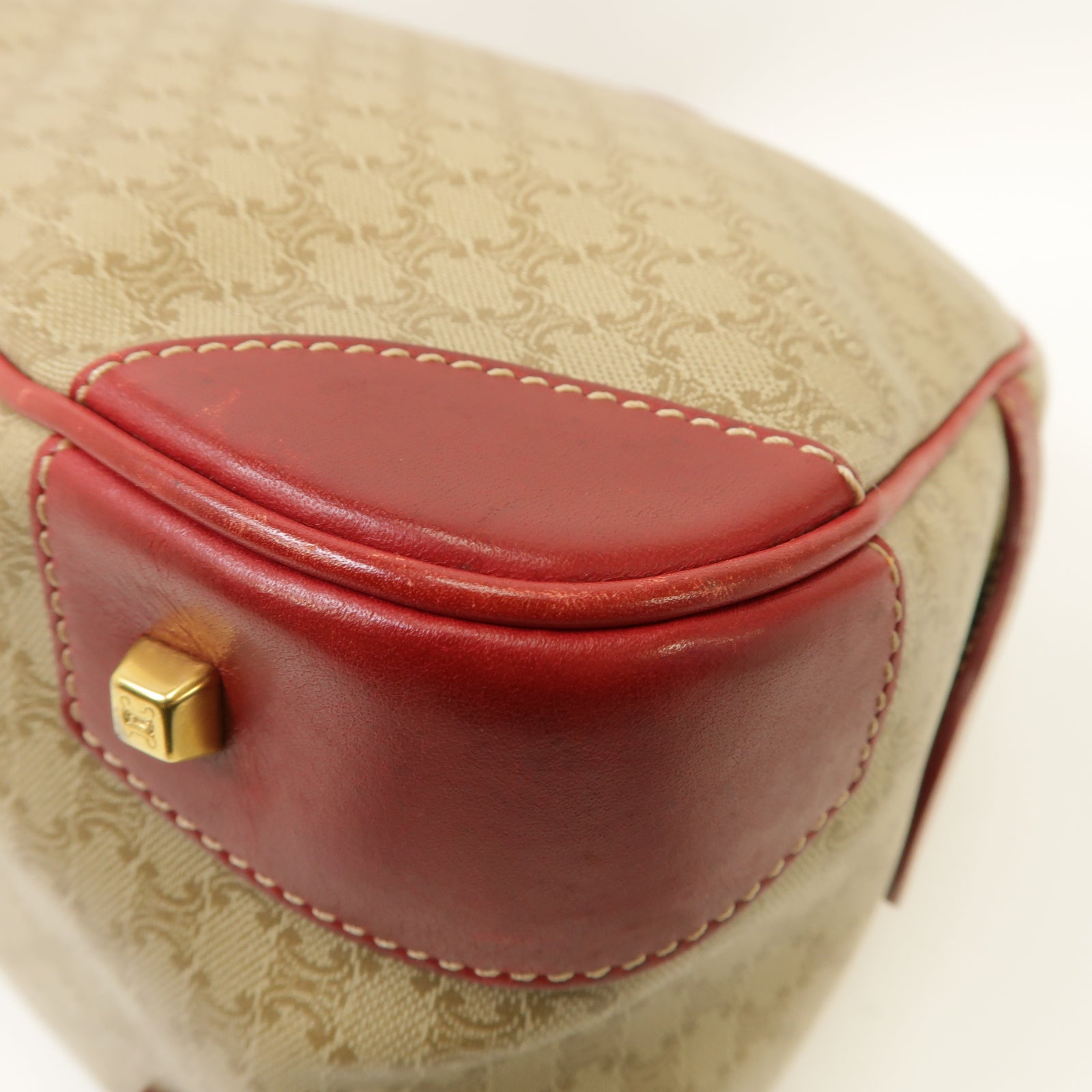 CELINE 【激減優惠】塗層帆布Hand Bag金扣手挽袋紅色/米色