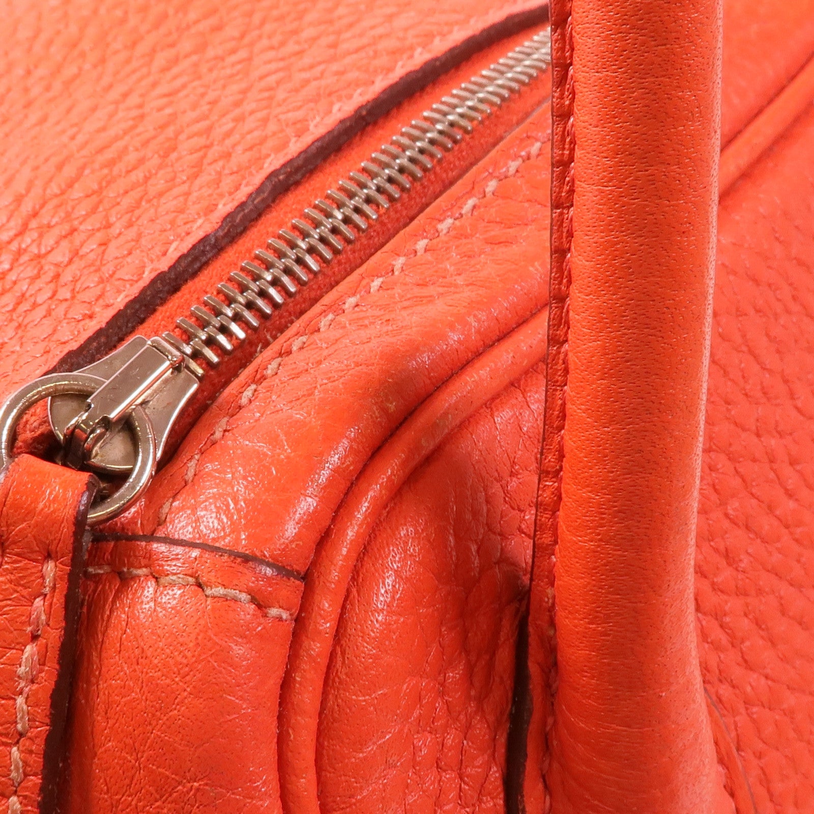 HERMES Clemence皮革Lindy 26銀扣手挽肩背兩用袋Orange Poppy