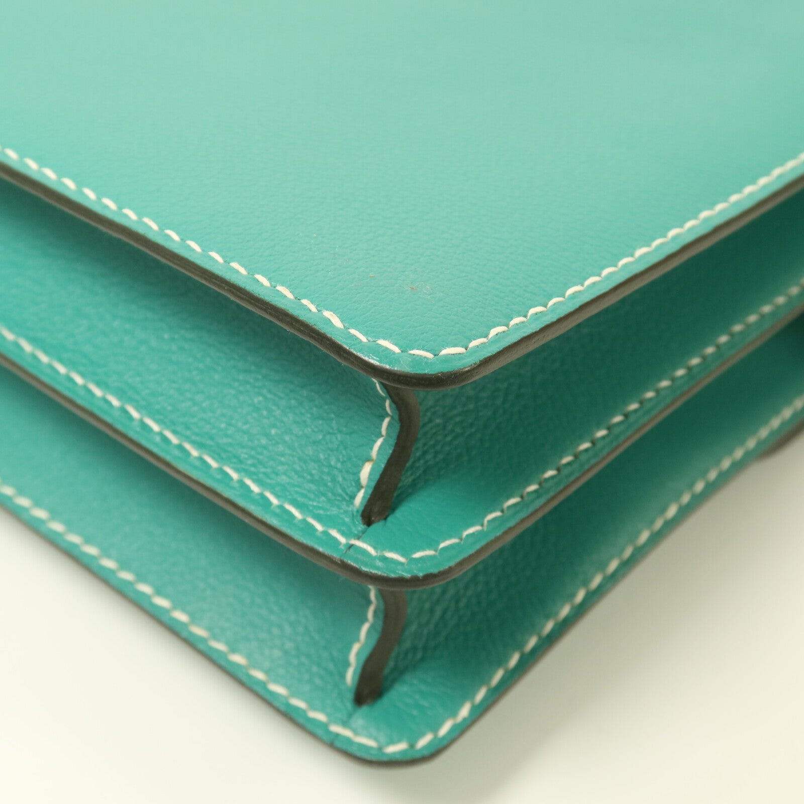 HERMES Evercolor皮革Roulis 23銀扣肩背袋Vert Verone