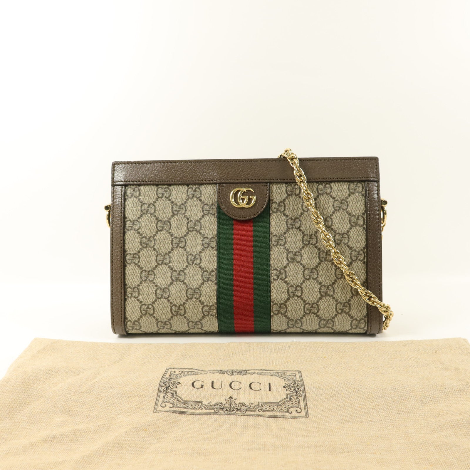 GUCCI 塗層帆布Ophidia GG Small鏈帶肩背袋