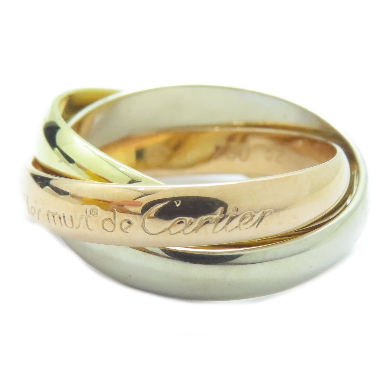 CARTIER 18K黃金/白金/玫瑰金Trinity戒指Cartier#52/US#6.25