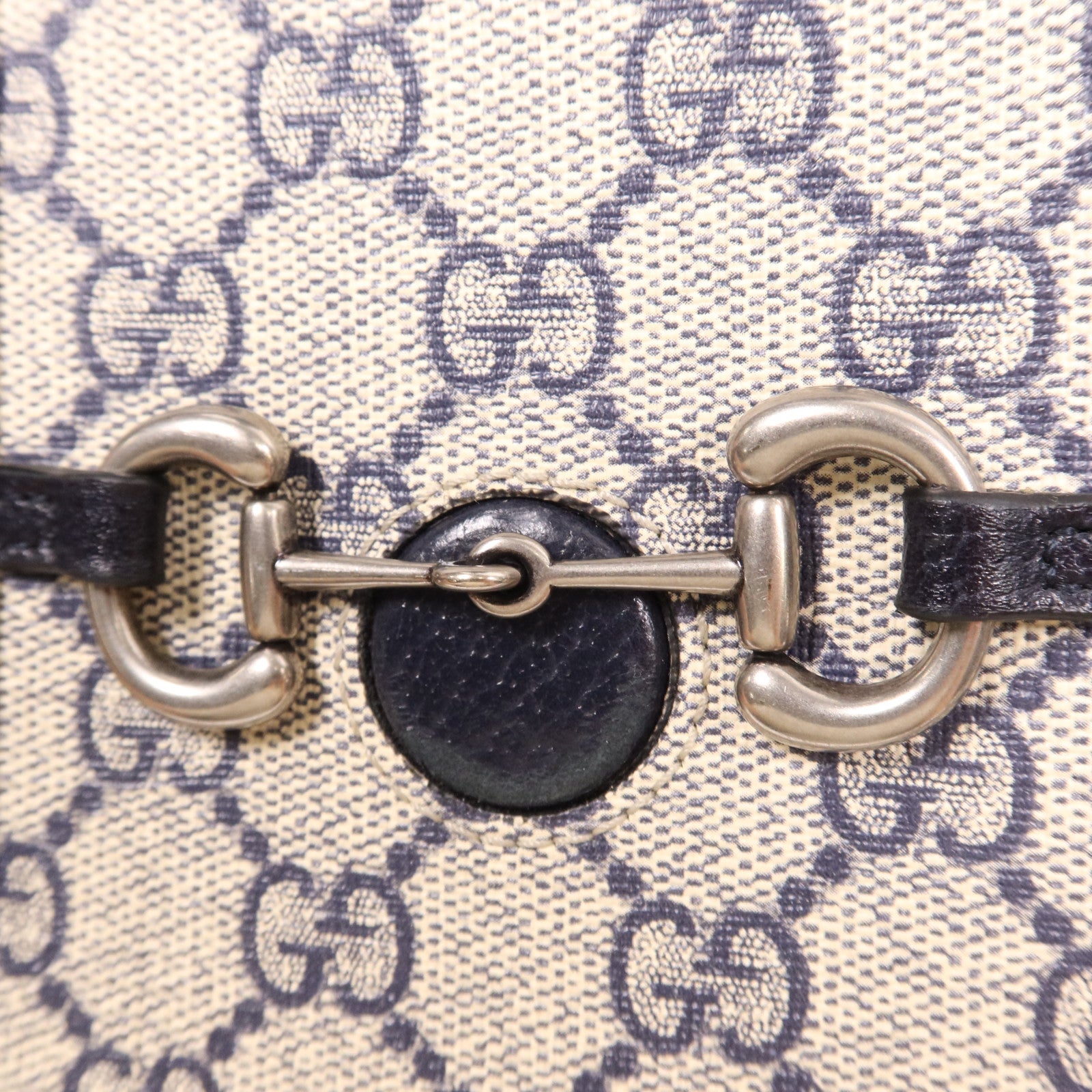 GUCCI 塗層帆布Horsebit 1995 Mini Bag銀扣肩背袋