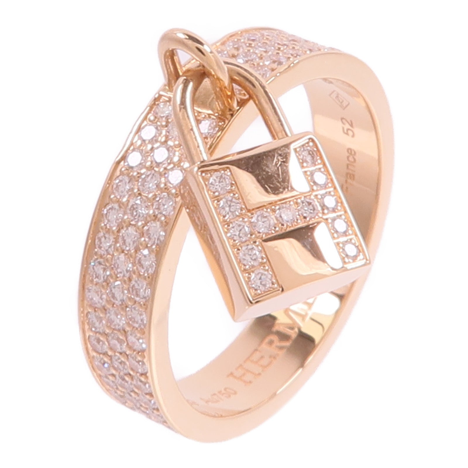 HERMES 18K玫瑰金Kelly Cadenas Ring鑽石戒指
