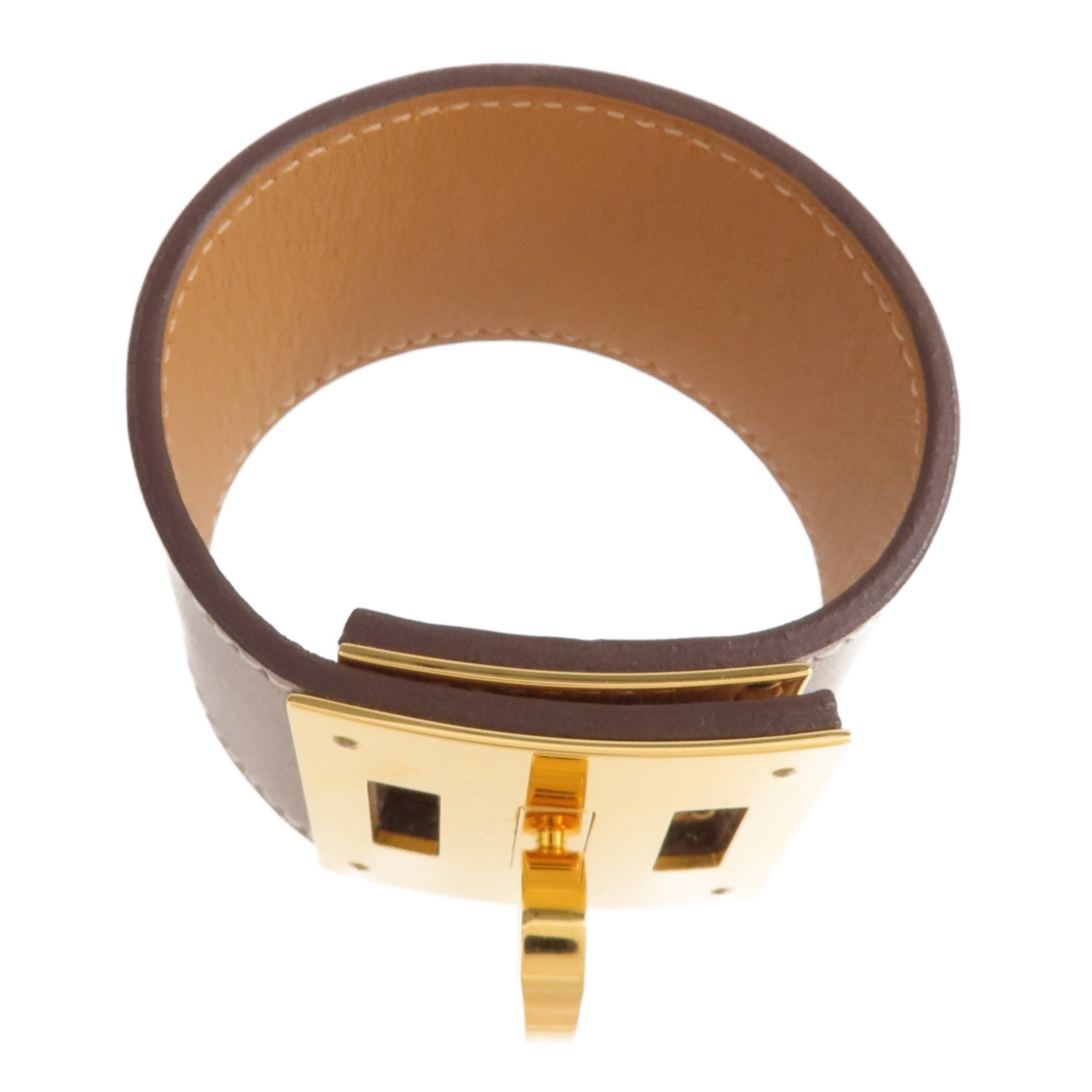 HERMES Swift皮革Kelly Dog金扣手鐲Etoupe