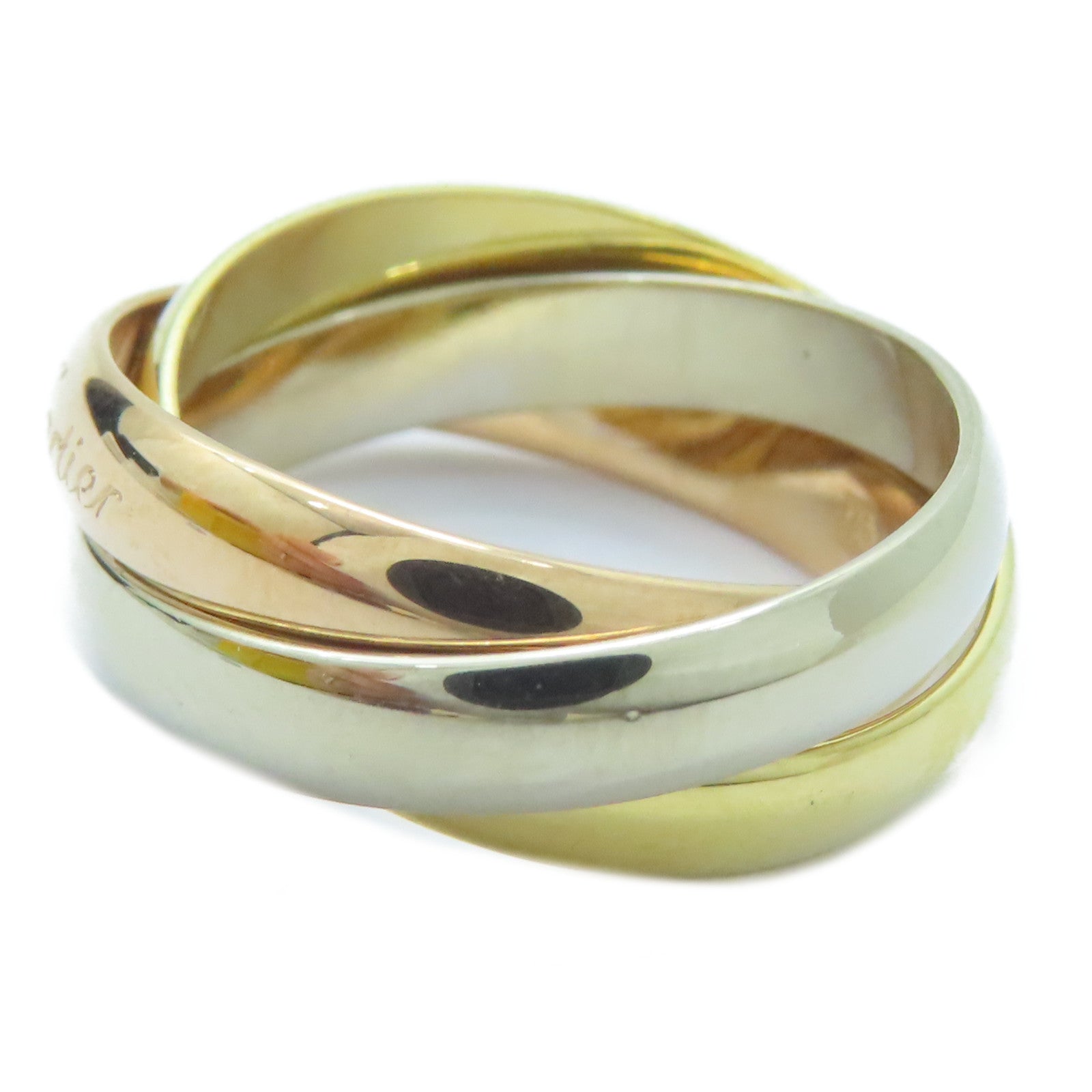 CARTIER 18K黃金/白金/玫瑰金Trinity戒指Cartier#52/US#6.25