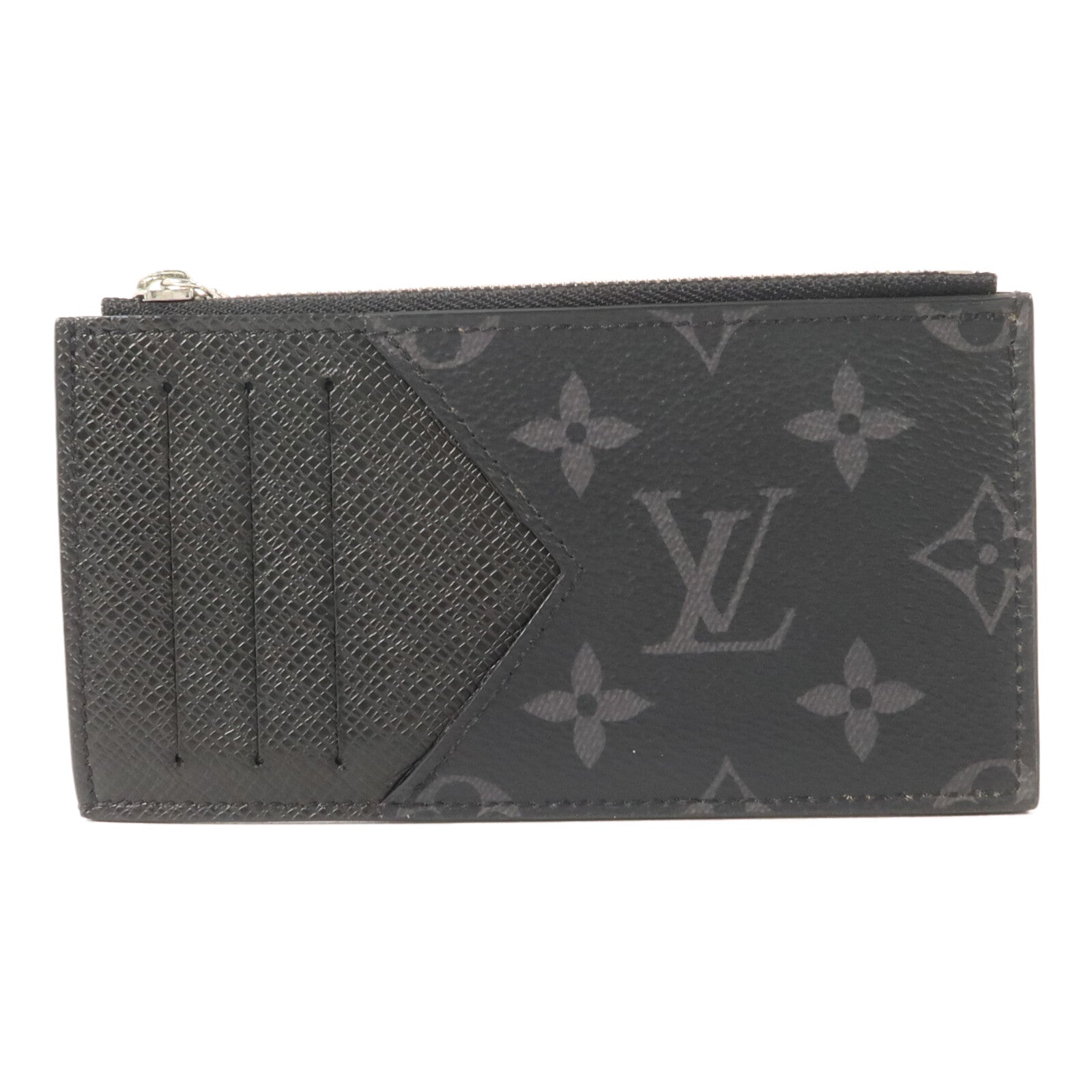 LOUIS VUITTON Monogram Eclipse/Taiga Coin Card Holder銀扣零錢包/卡片套