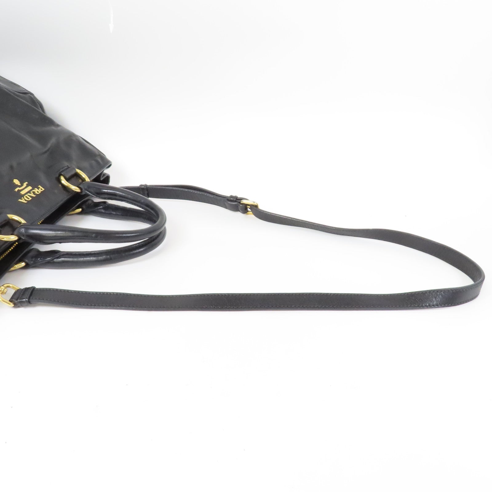 PRADA 牛皮皮革2 Way Shoulder金扣手挽肩背兩用袋黑色