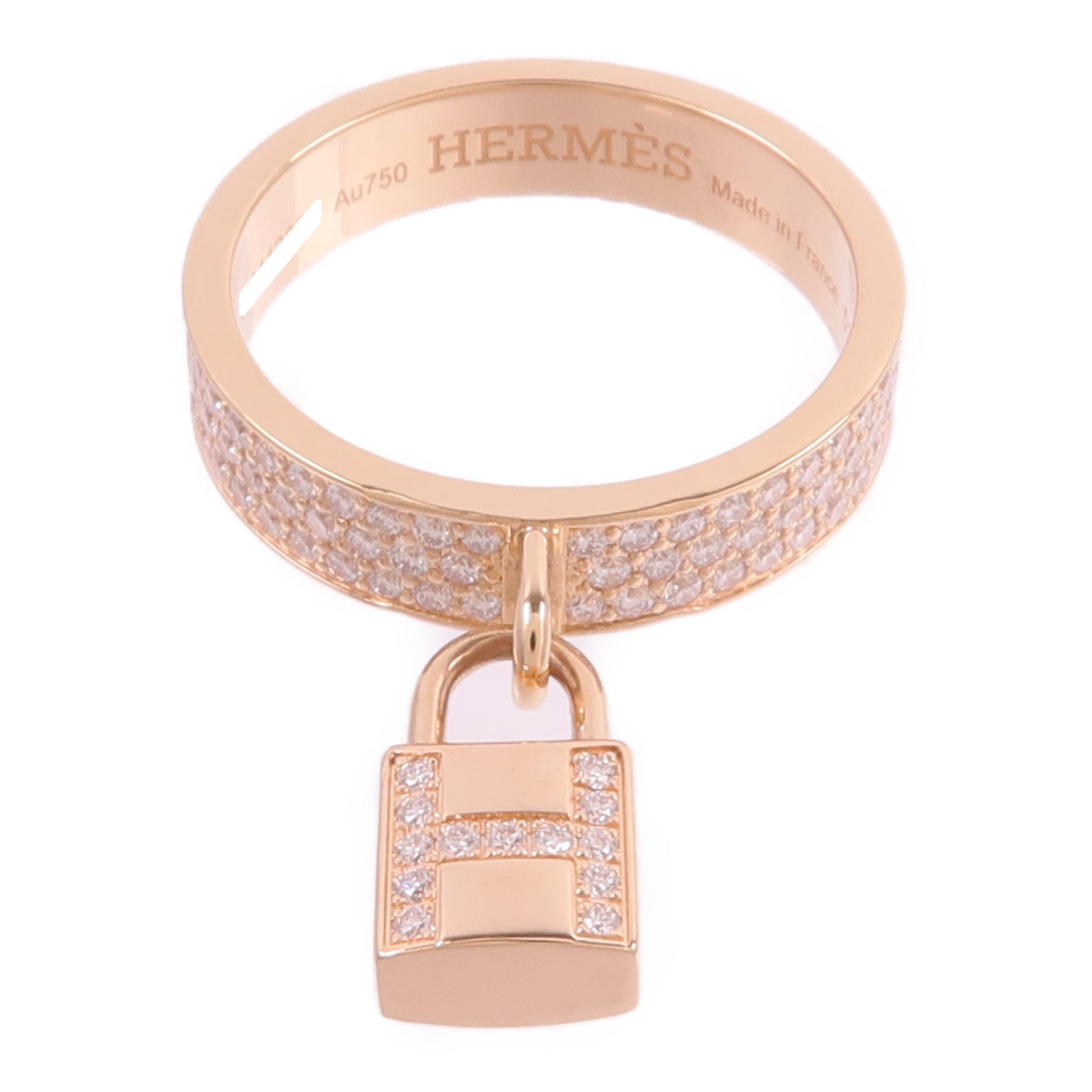HERMES 18K玫瑰金Kelly Cadenas Ring鑽石戒指