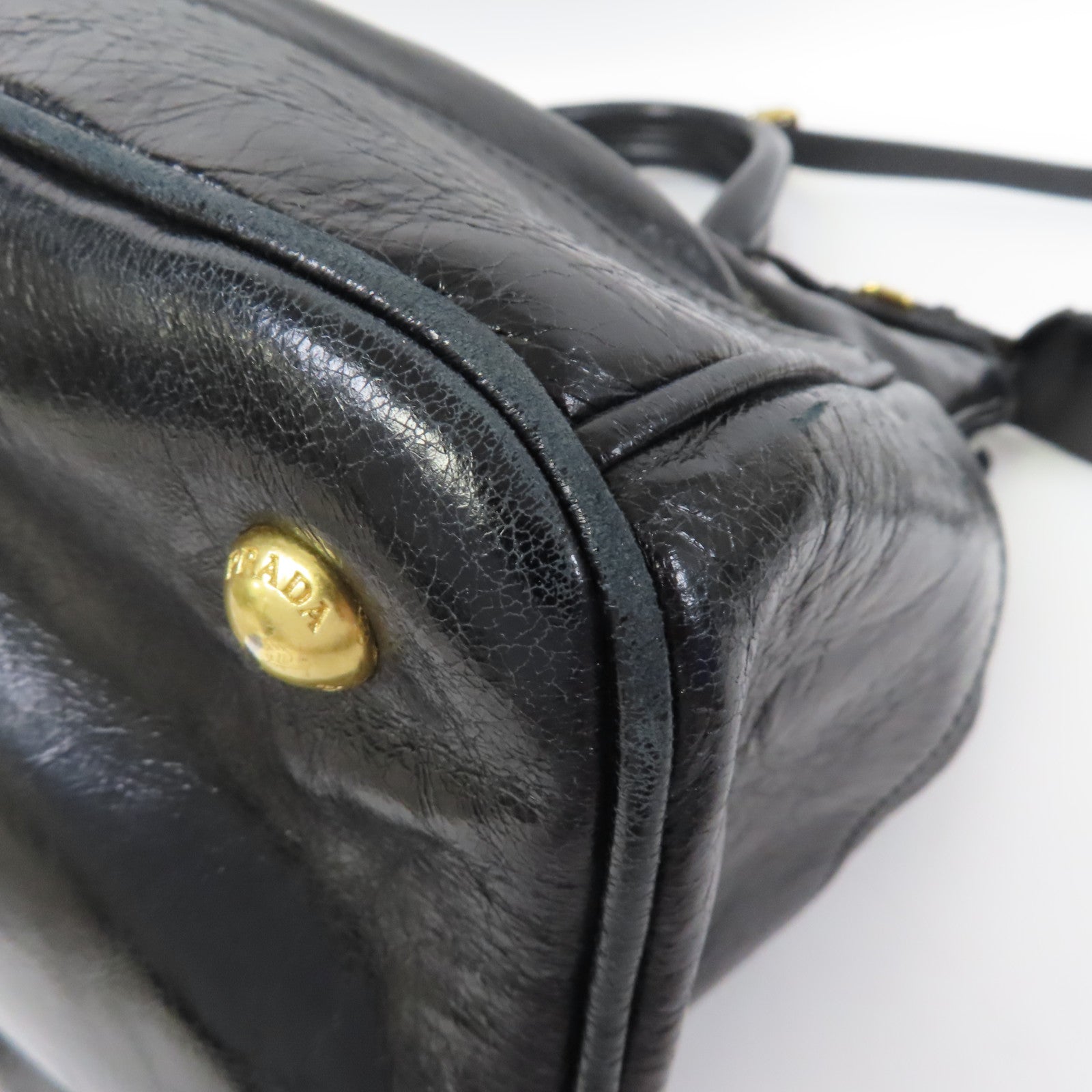PRADA 牛皮皮革2 Way Shoulder金扣手挽肩背兩用袋黑色