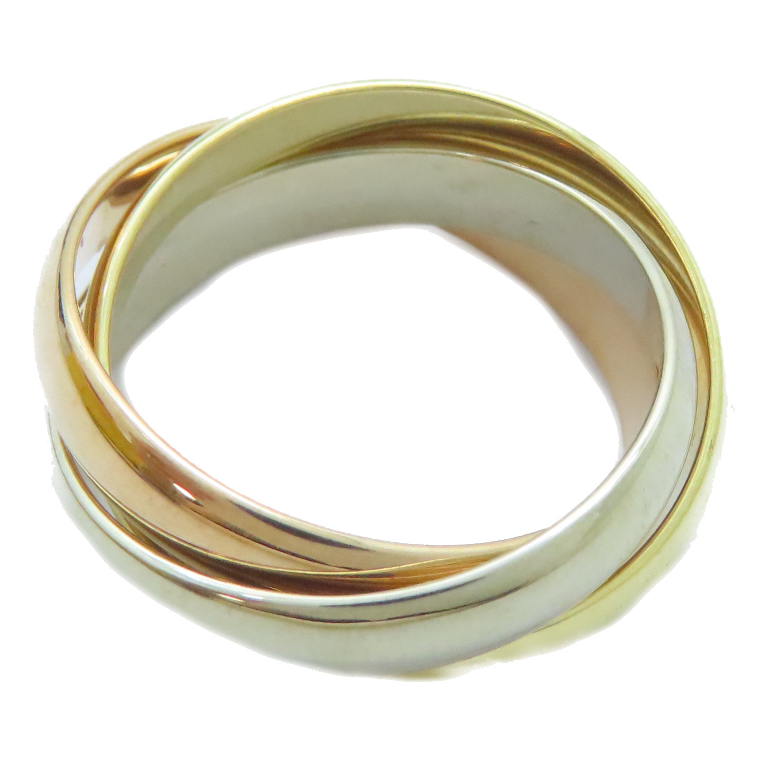 CARTIER 18K黃金/白金/玫瑰金Trinity戒指Cartier#52/US#6.25