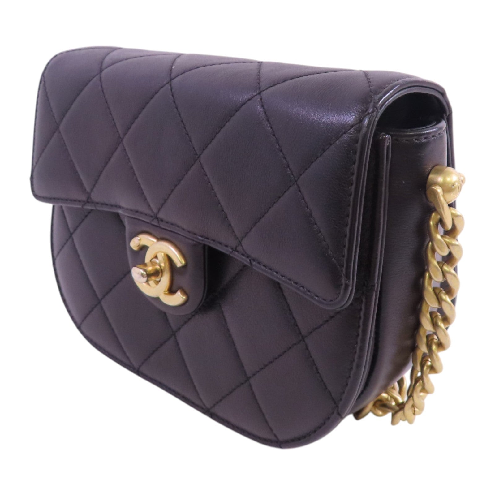 CHANEL 牛皮皮革Chain Shoulder Bag金扣鏈帶肩背袋