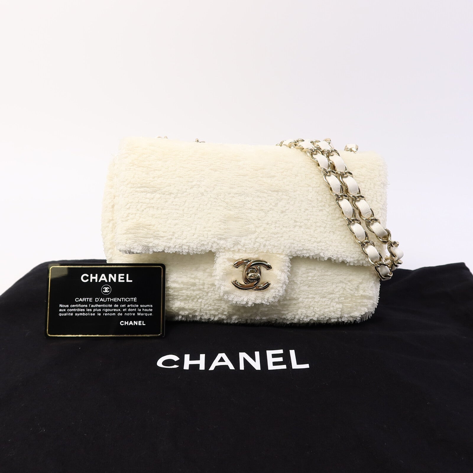 CHANEL 珠片Mini Classic 20鏈帶肩背袋