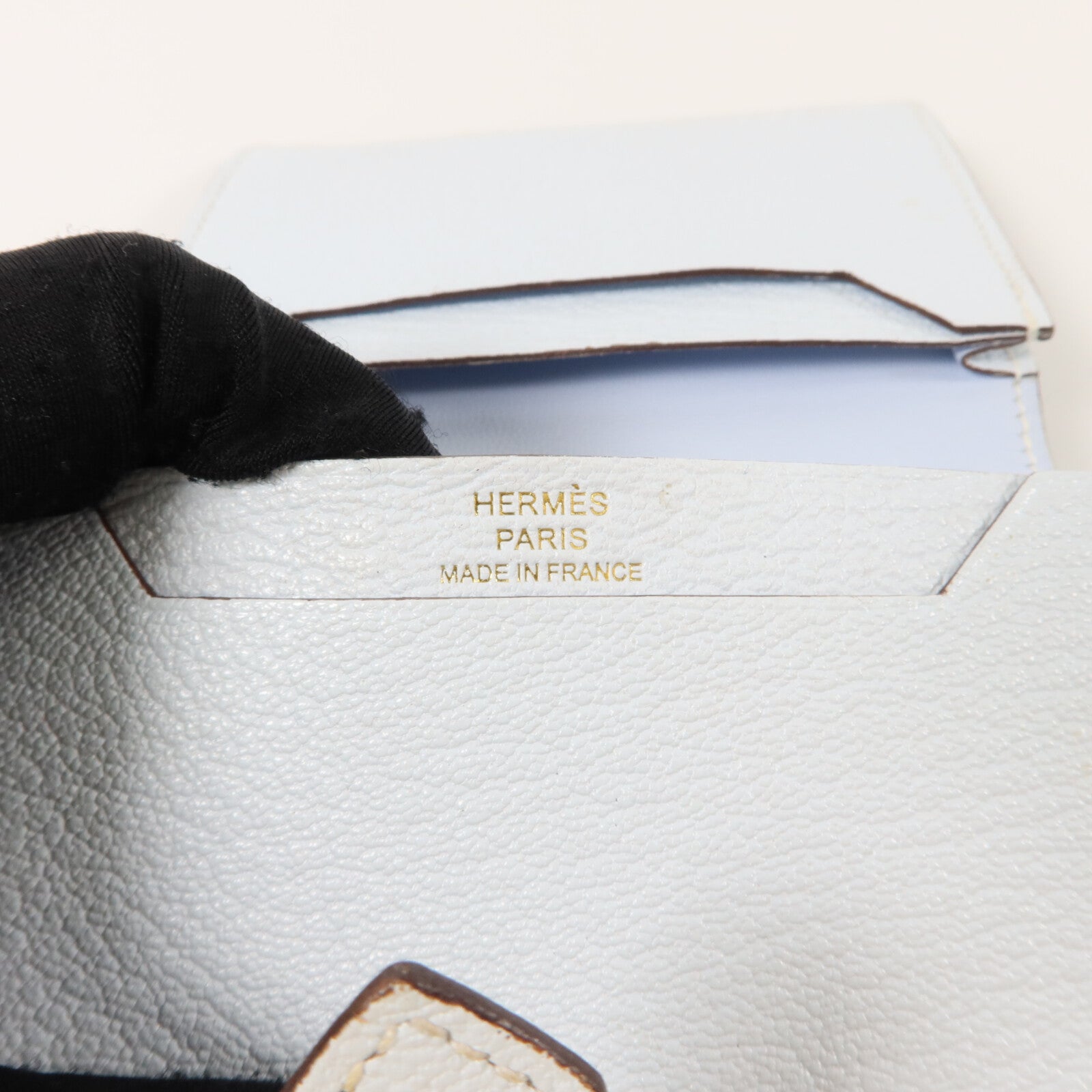 HERMES Chevre皮革Bearn Card Holder卡片套Bleu Brume
