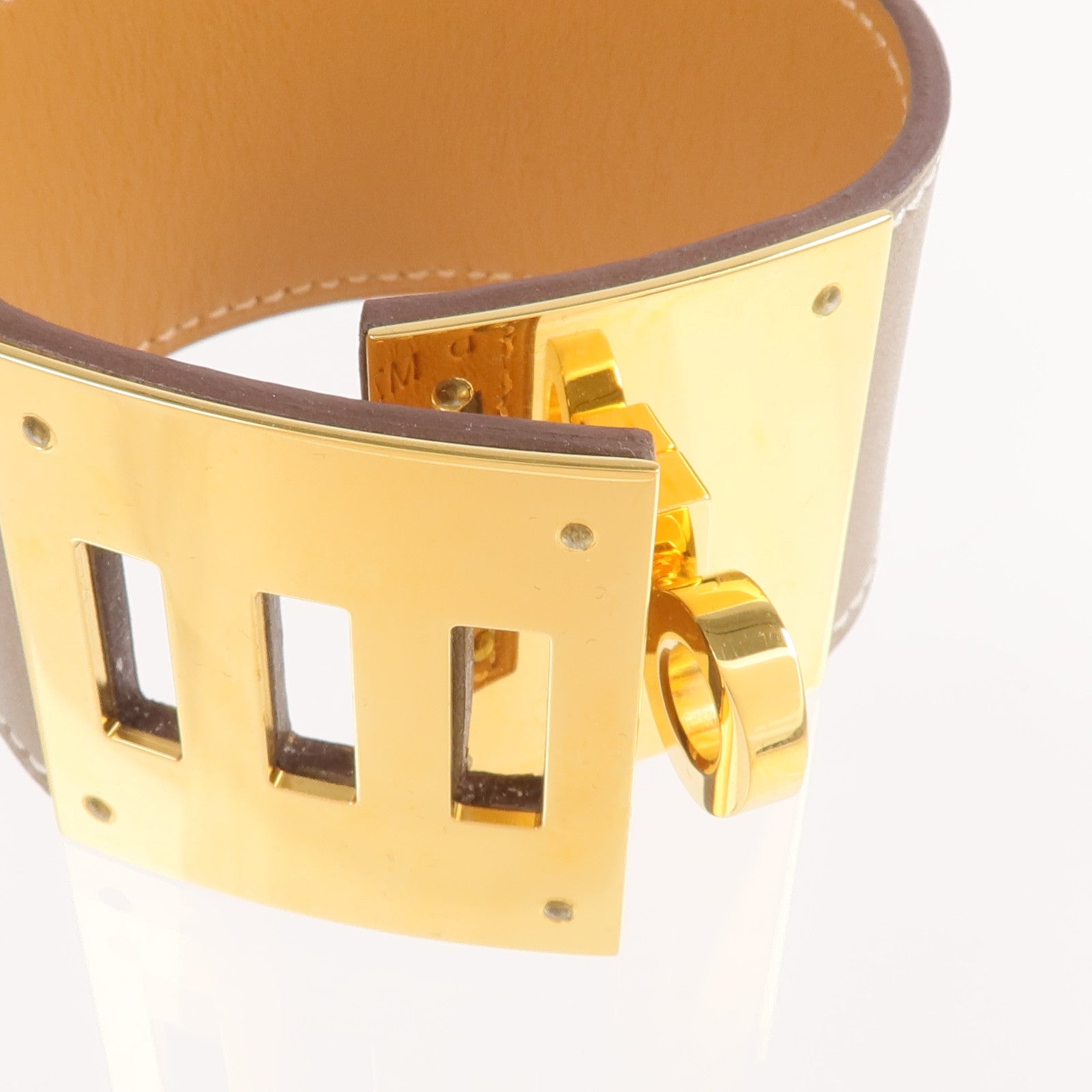 HERMES Swift皮革Kelly Dog金扣手鐲Etoupe