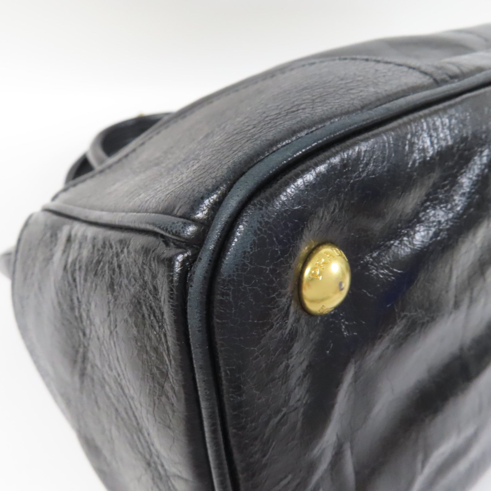 PRADA 牛皮皮革2 Way Shoulder金扣手挽肩背兩用袋黑色