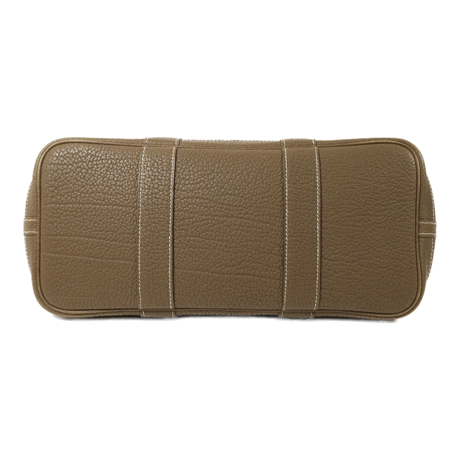 HERMES Clemence皮革Garden Party TPM銀扣手挽袋Etoupe