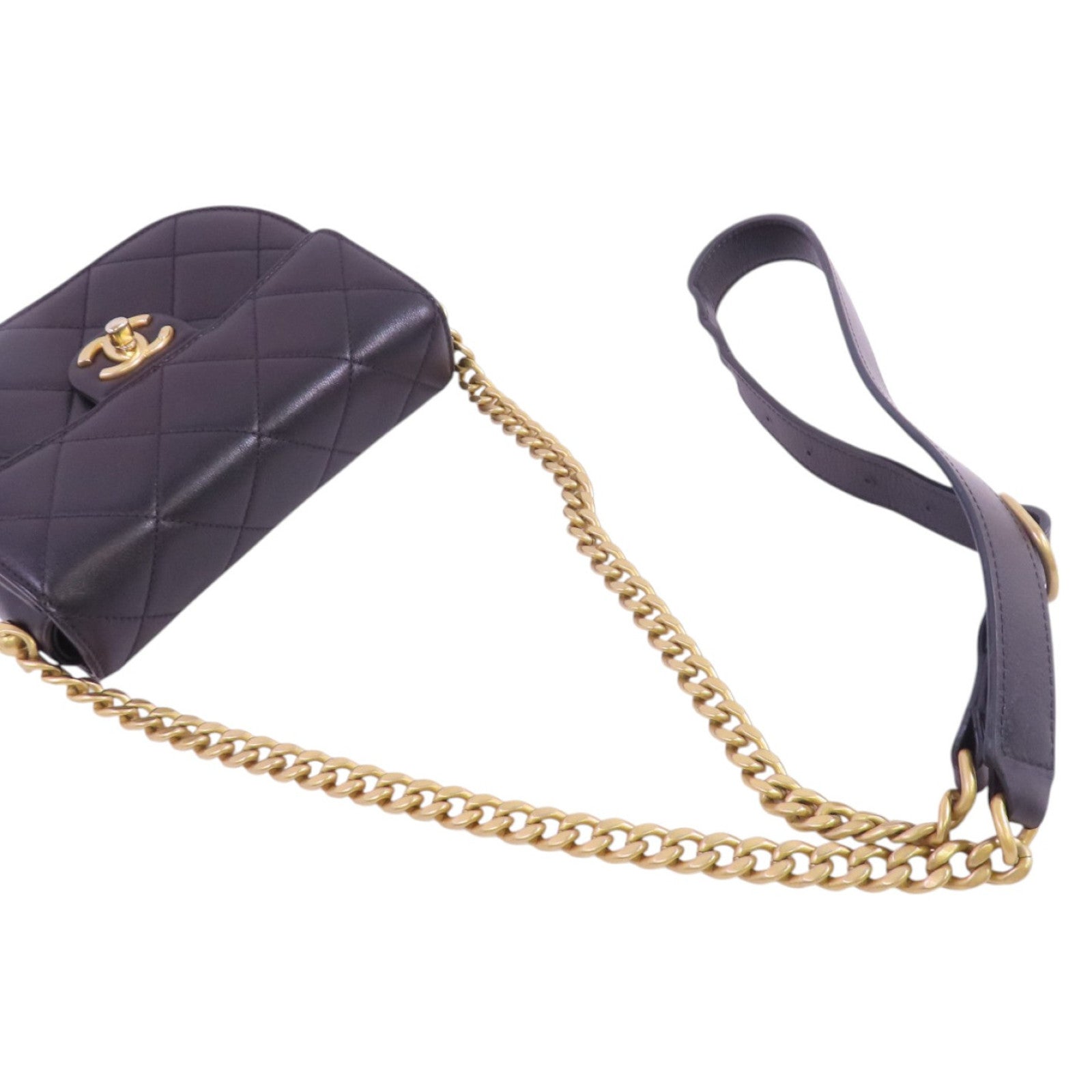 CHANEL 牛皮皮革Chain Shoulder Bag金扣鏈帶肩背袋