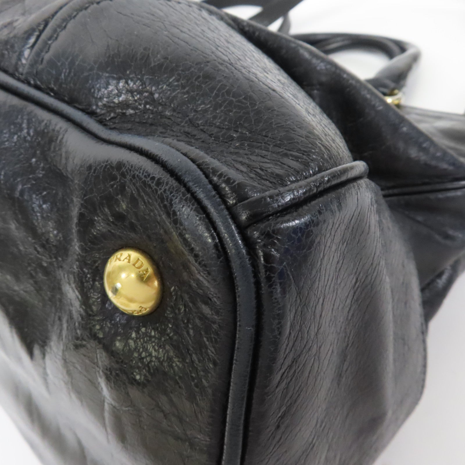 PRADA 牛皮皮革2 Way Shoulder金扣手挽肩背兩用袋黑色
