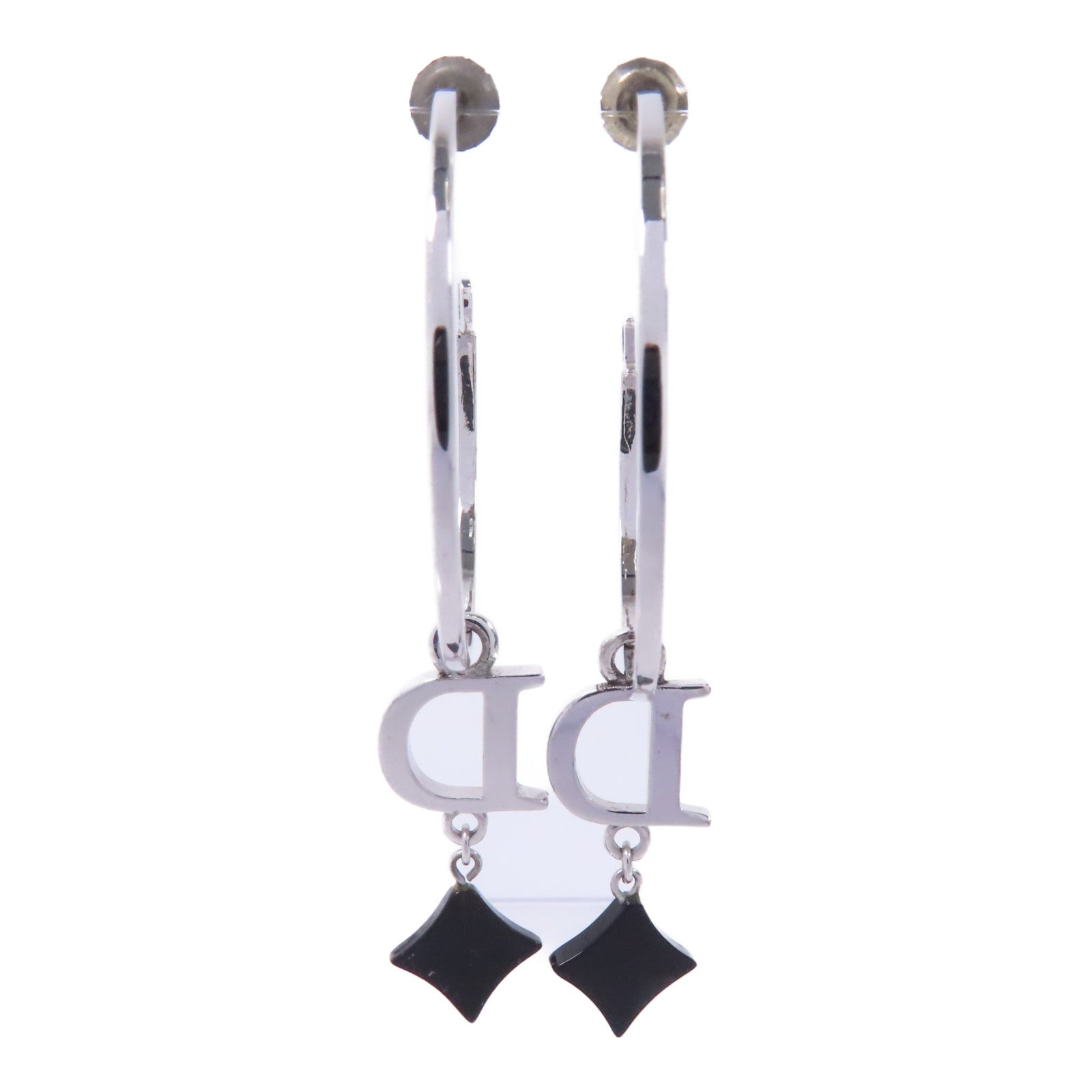 Dior PVC/金屬Earrings耳環/銀色/黑色