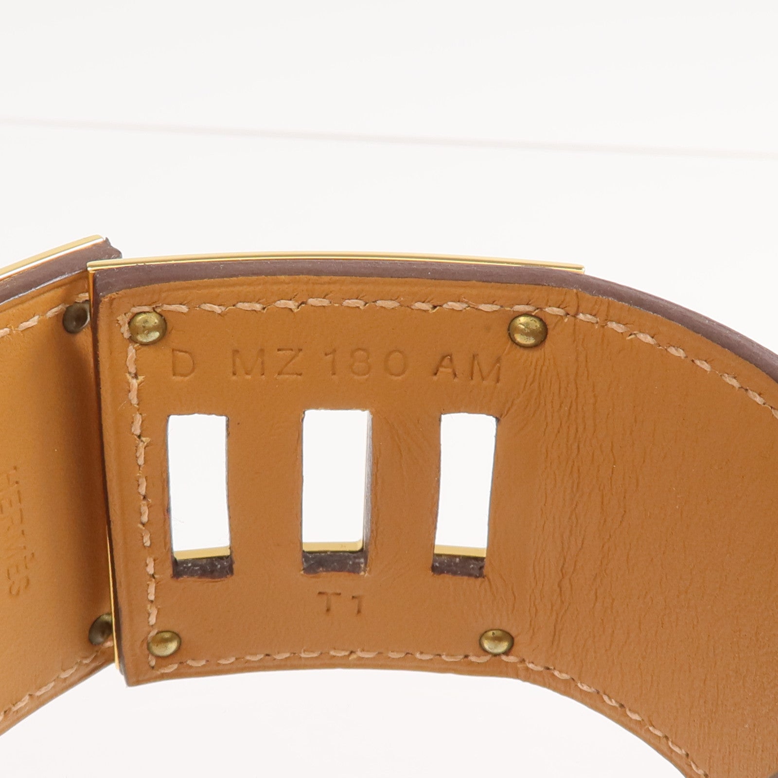 HERMES Swift皮革Kelly Dog金扣手鐲Etoupe
