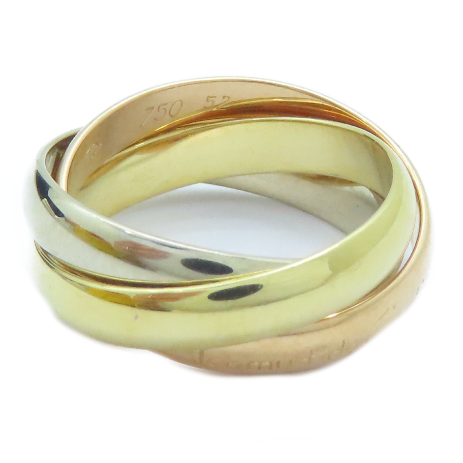 CARTIER 18K黃金/白金/玫瑰金Trinity戒指Cartier#52/US#6.25