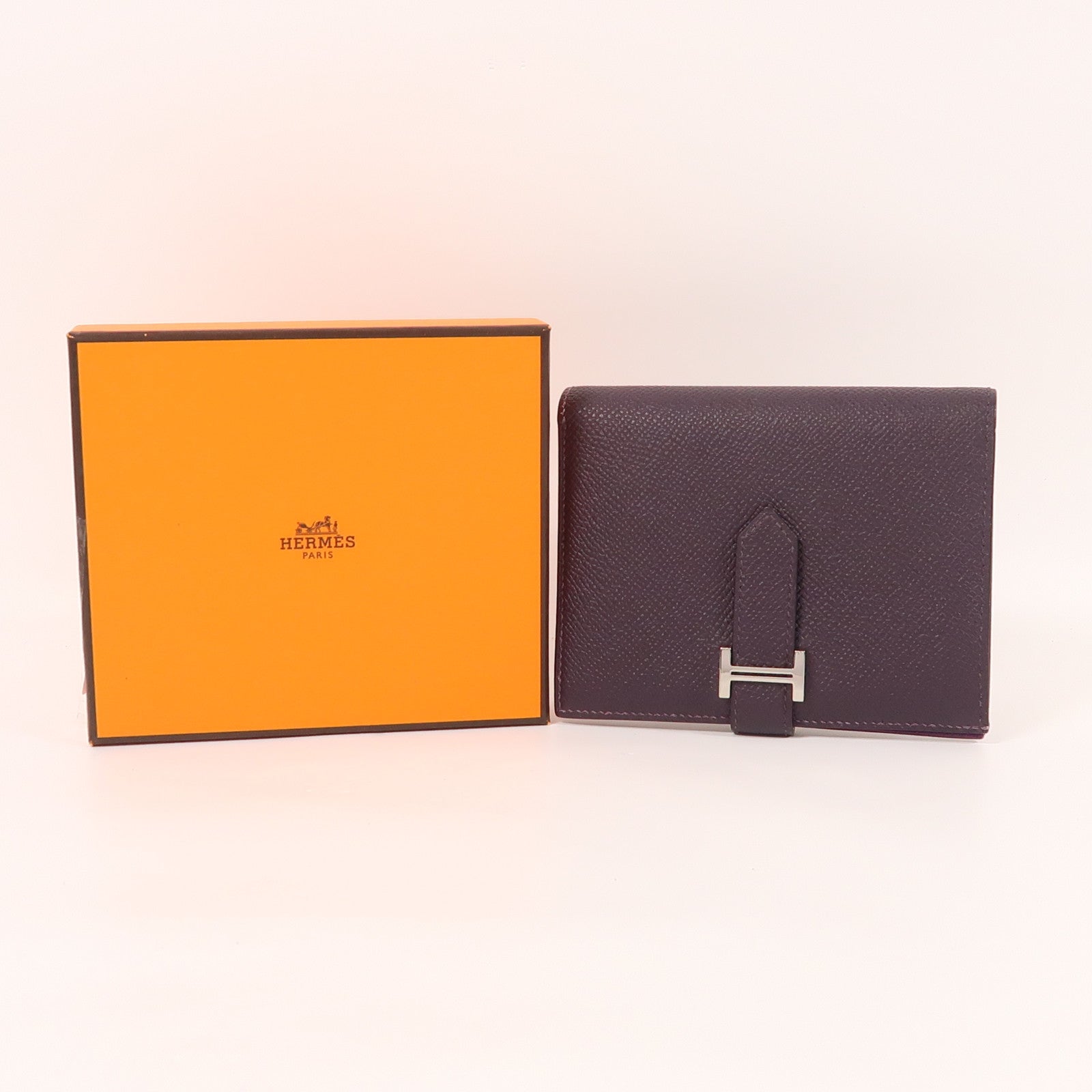 HERMES Epsom皮革Bearn Compact Wallet銀扣錢包