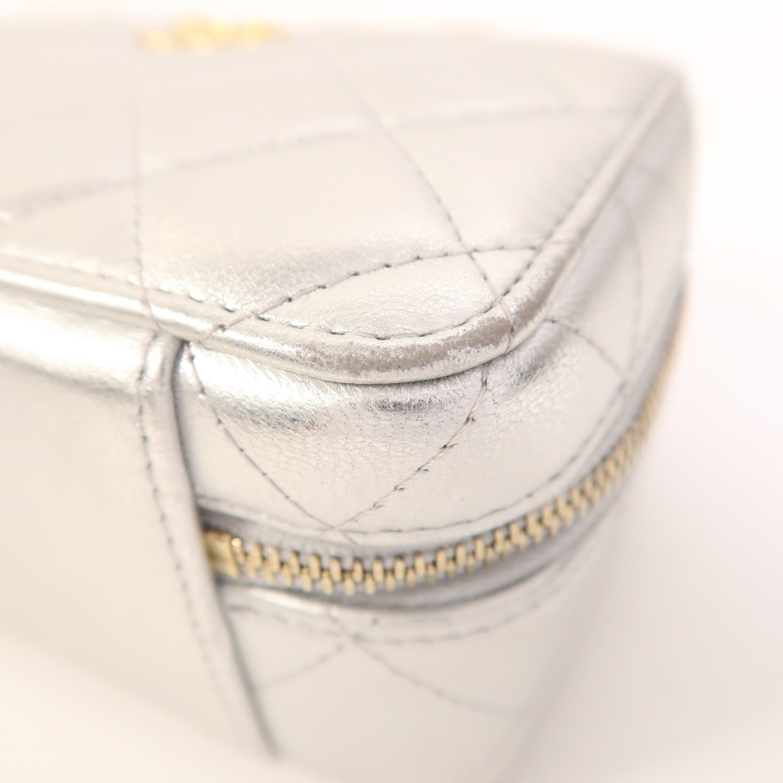 CHANEL 【激減優惠】牛皮皮革Vanity Case金扣鏈帶手挽肩背兩用袋