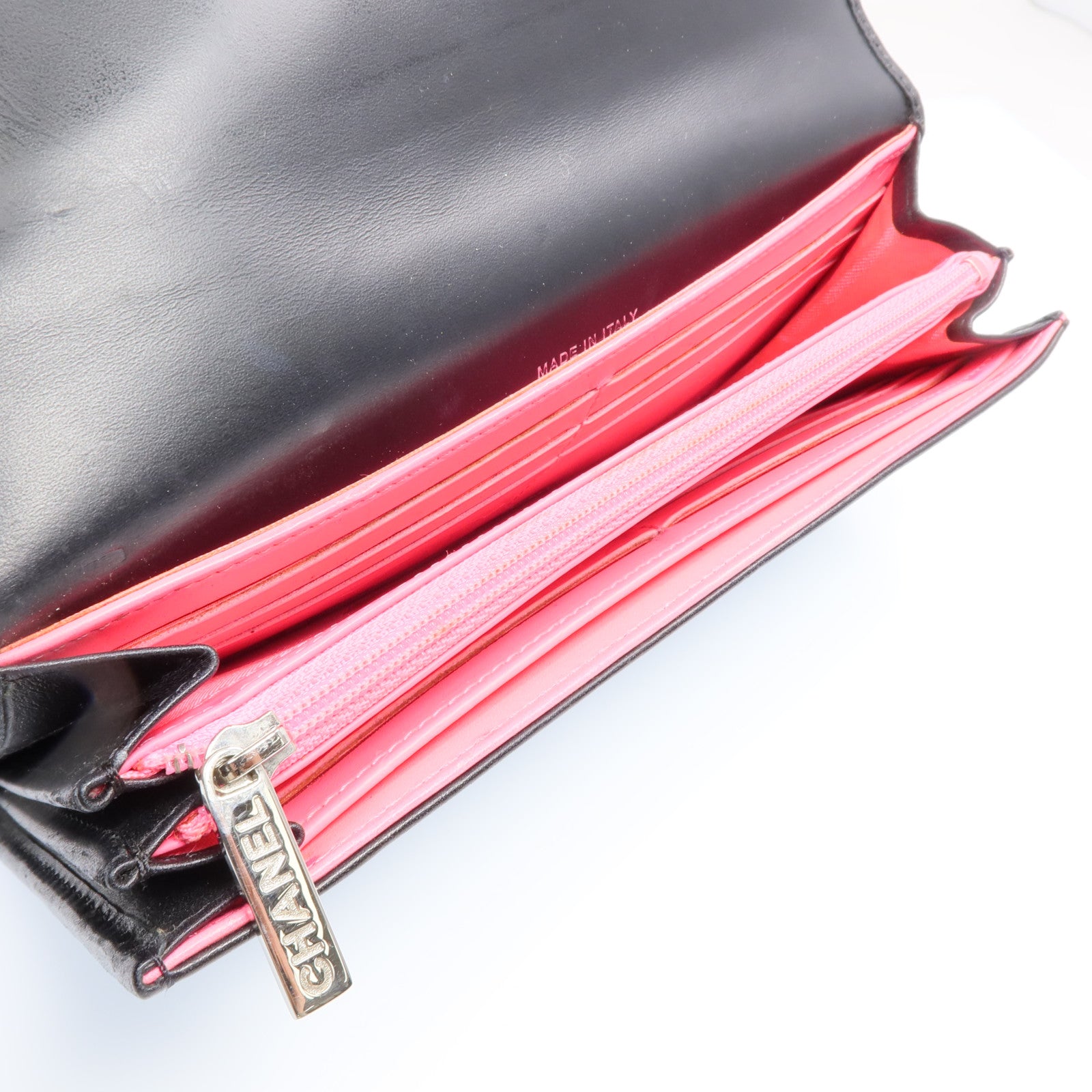 CHANEL 牛皮皮革Cambon Long Wallet銀扣長錢包