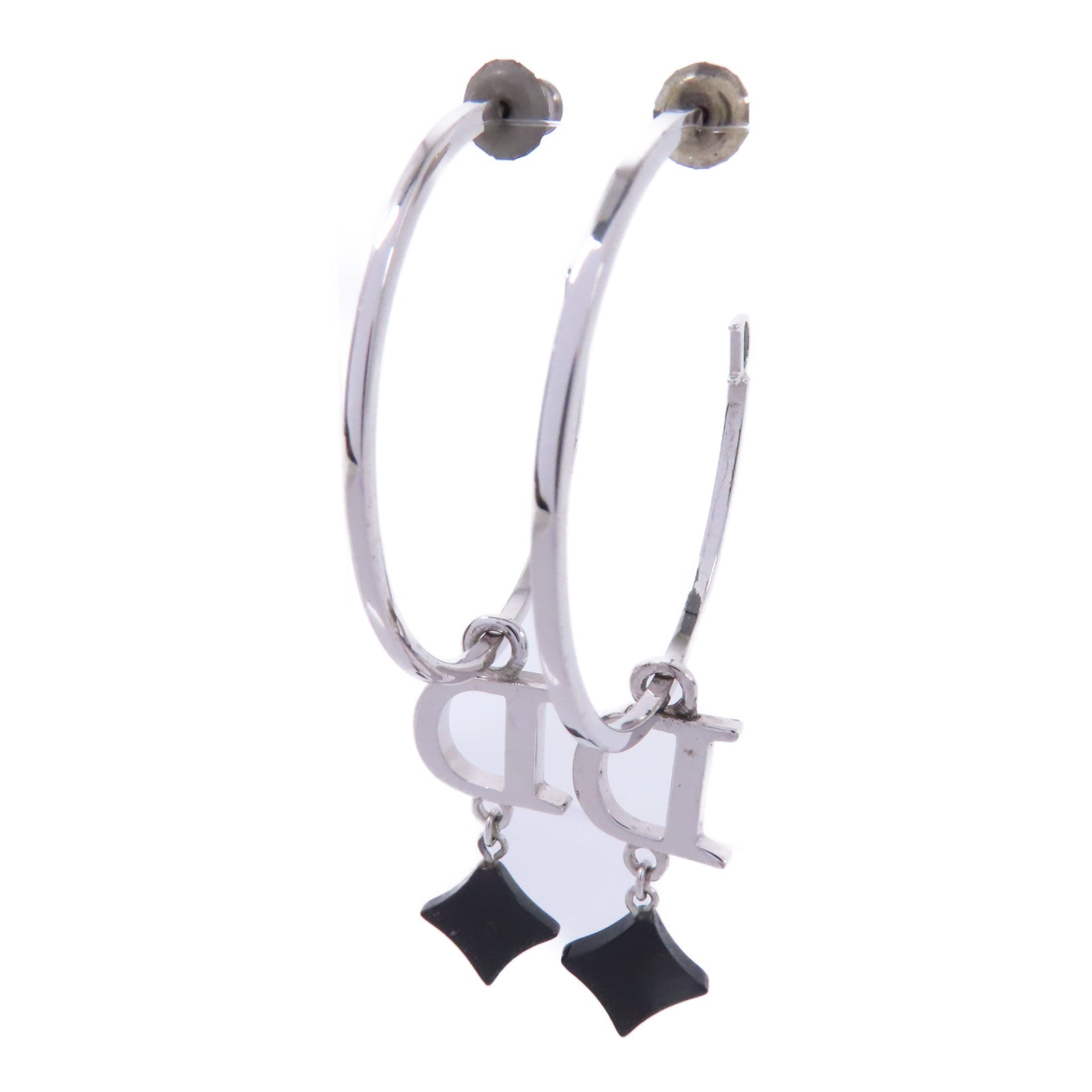 Dior PVC/金屬Earrings耳環/銀色/黑色