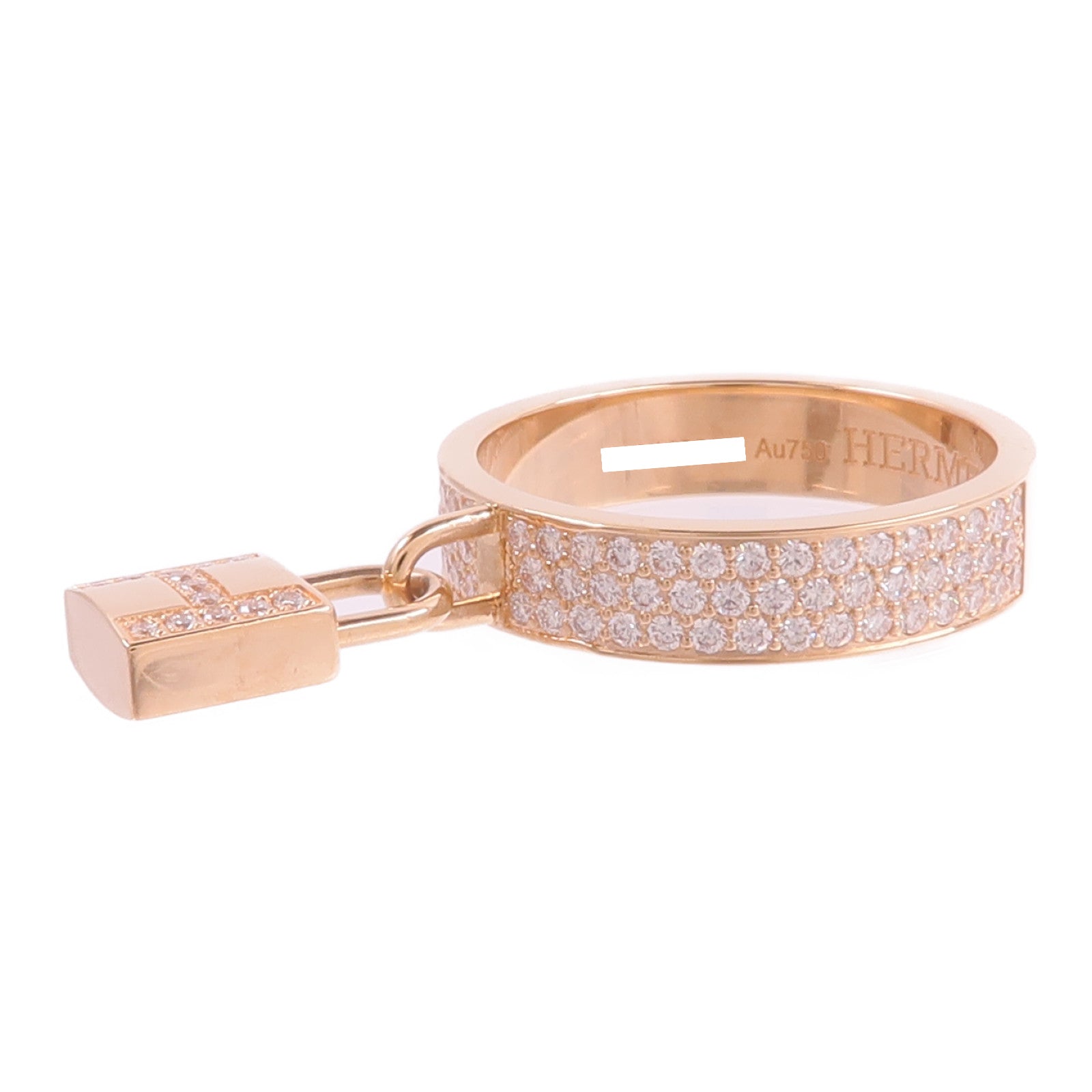 HERMES 18K玫瑰金Kelly Cadenas Ring鑽石戒指