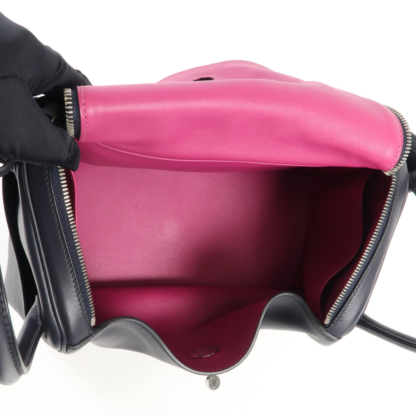 HERMES Swift皮革Lindy 30銀扣肩背袋Bleu Nuit