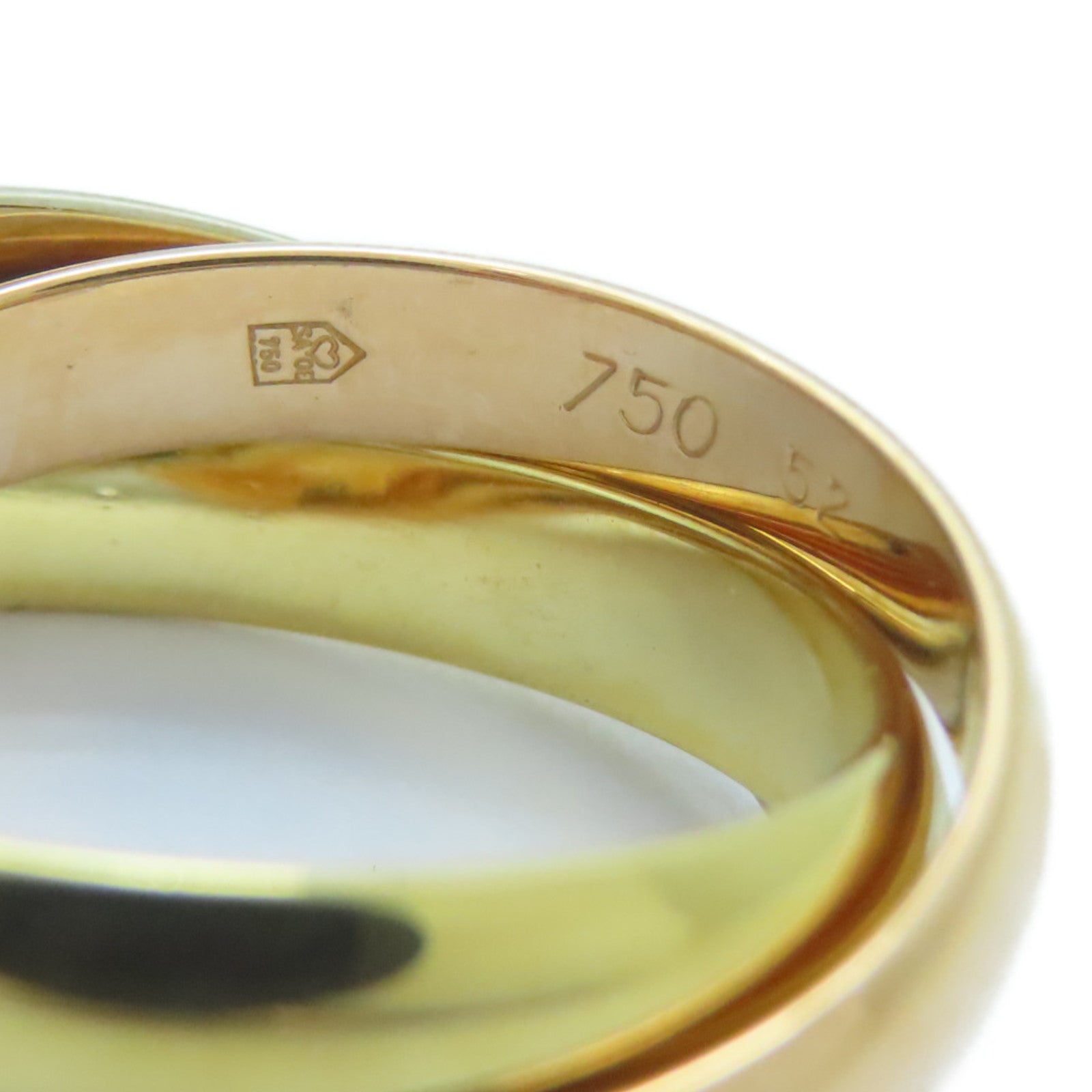 CARTIER 18K黃金/白金/玫瑰金Trinity戒指Cartier#52/US#6.25