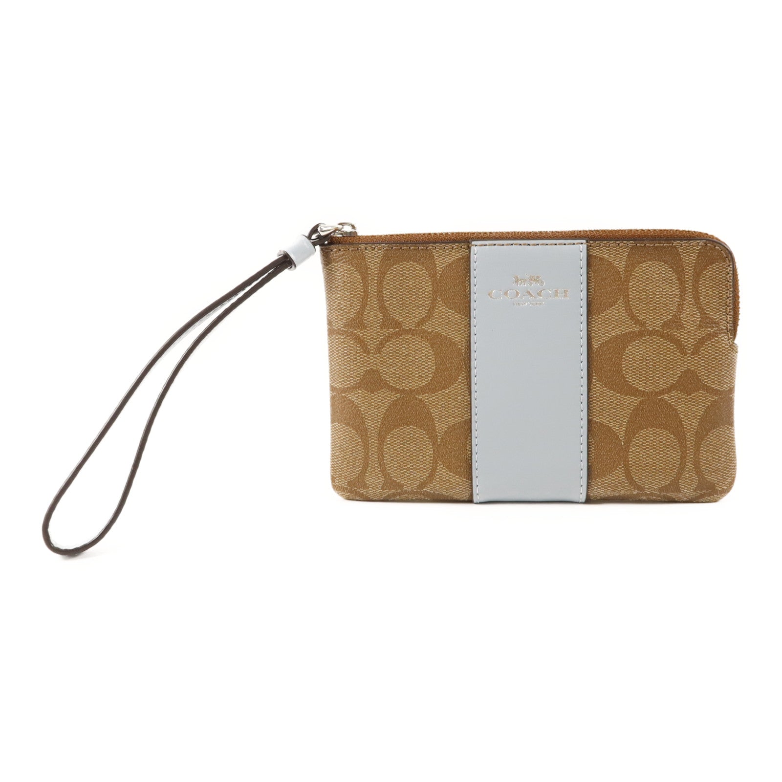 COACH 塗層帆布Corner Zip Wristlet金扣拉鏈錢包