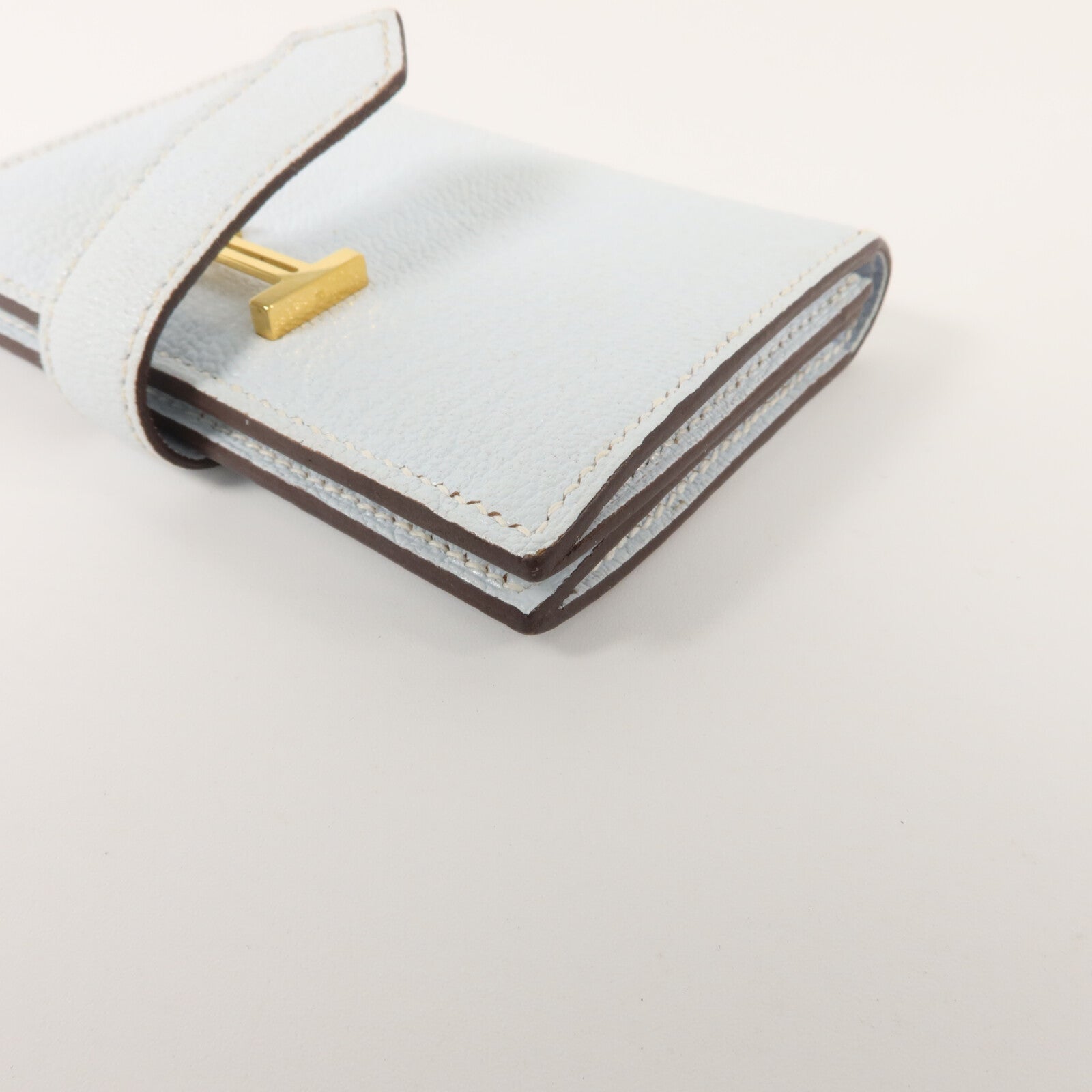 HERMES Chevre皮革Bearn Card Holder卡片套Bleu Brume