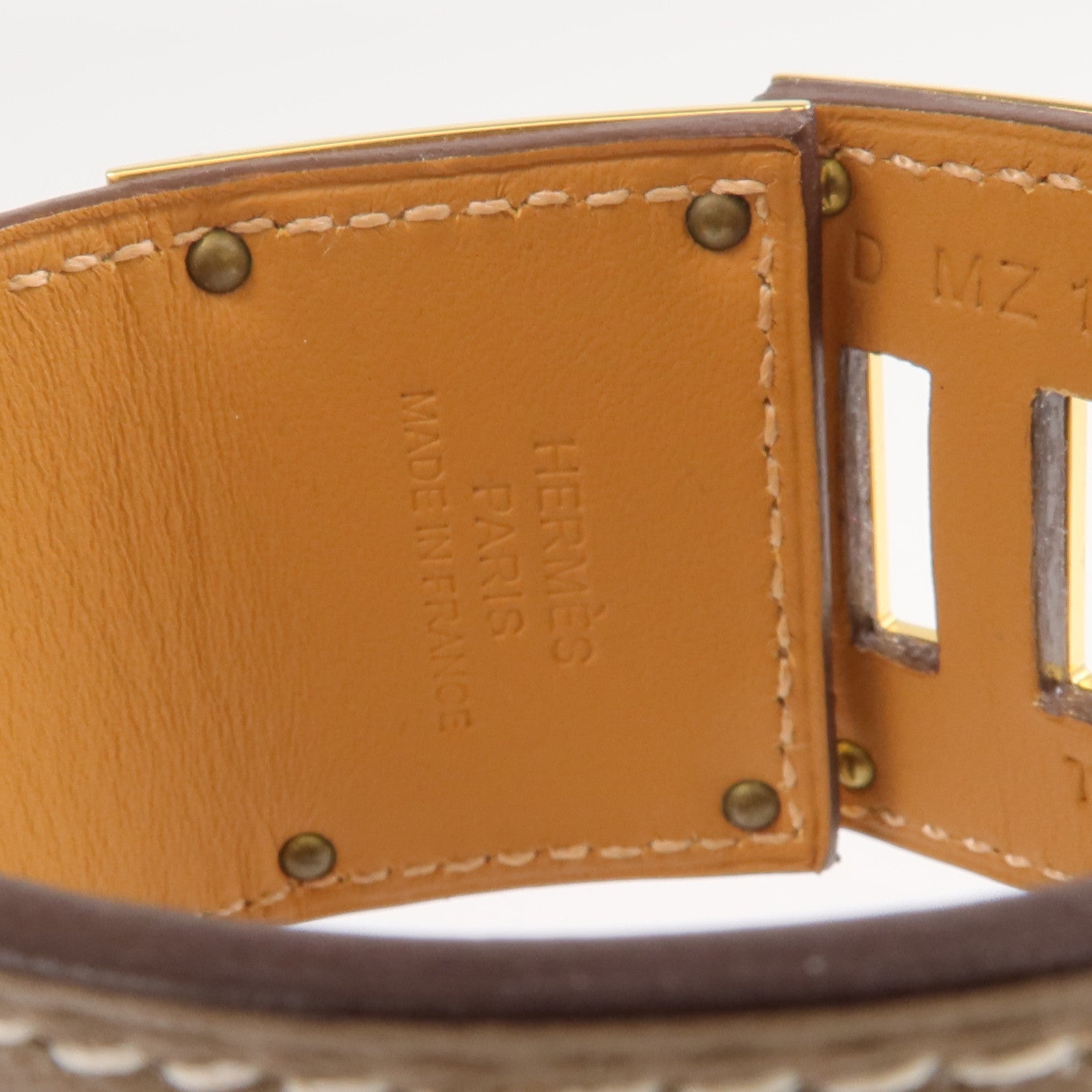 HERMES Swift皮革Kelly Dog金扣手鐲Etoupe